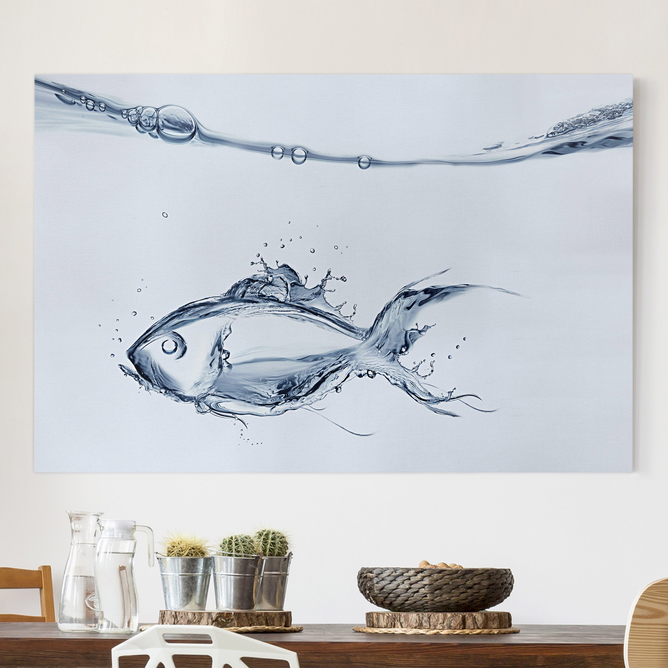 Leinwandbild - Querformat Liquid Silver Fish