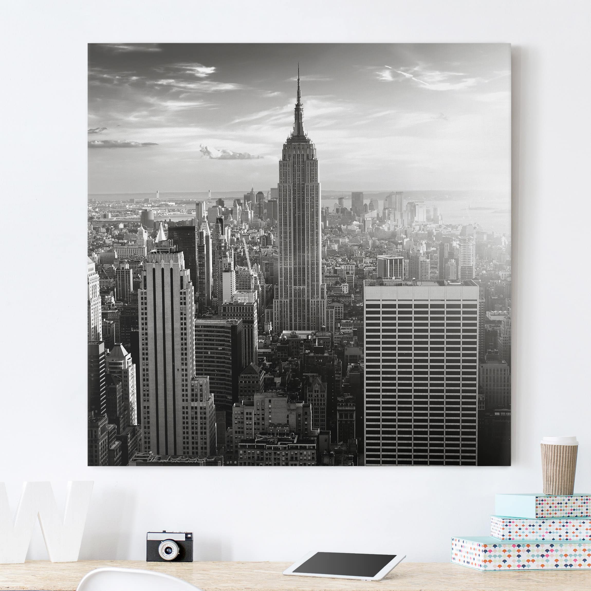 Leinwandbild - Quadrat Manhattan Skyline