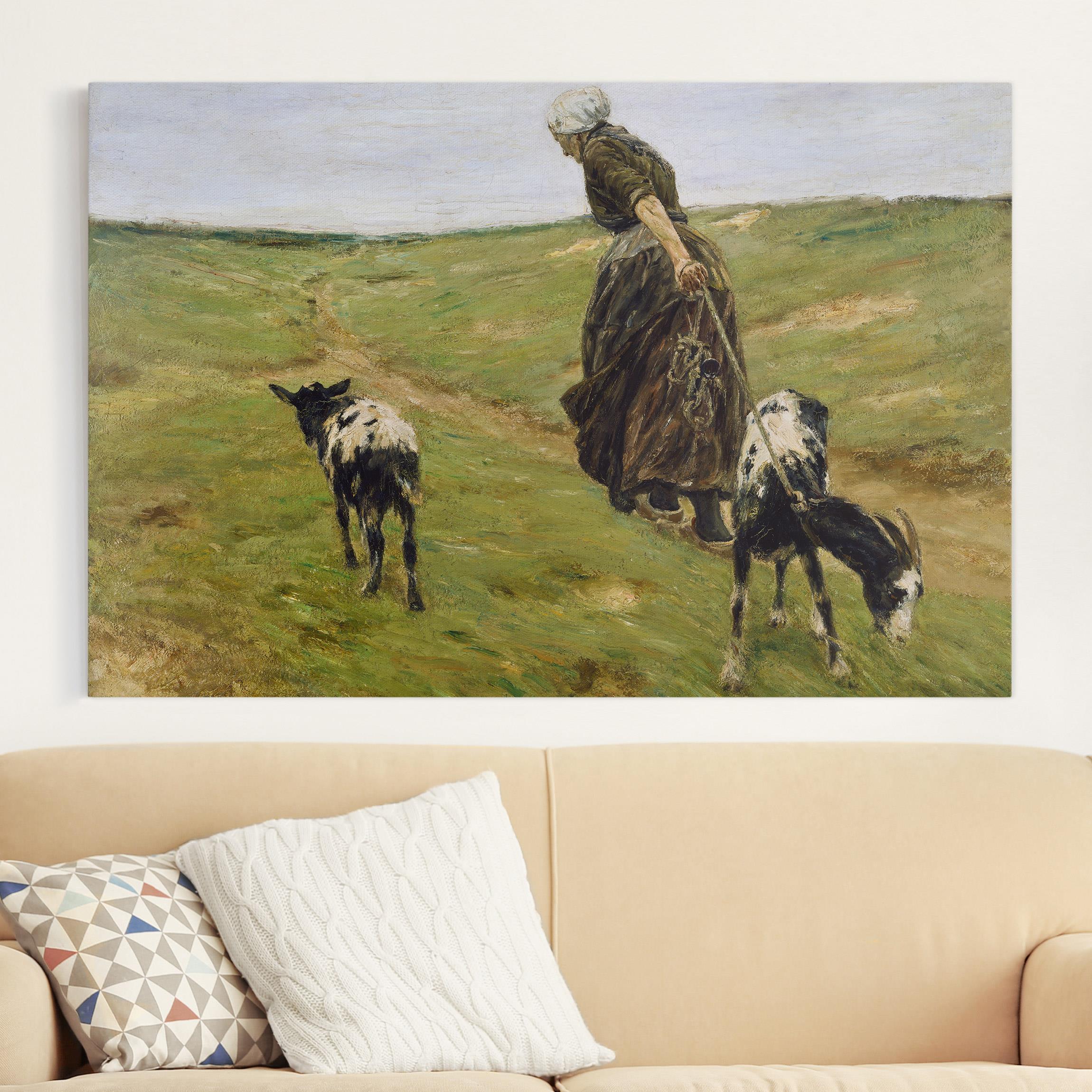 Leinwandbild - Querformat Max Liebermann - Frau mit Geißen