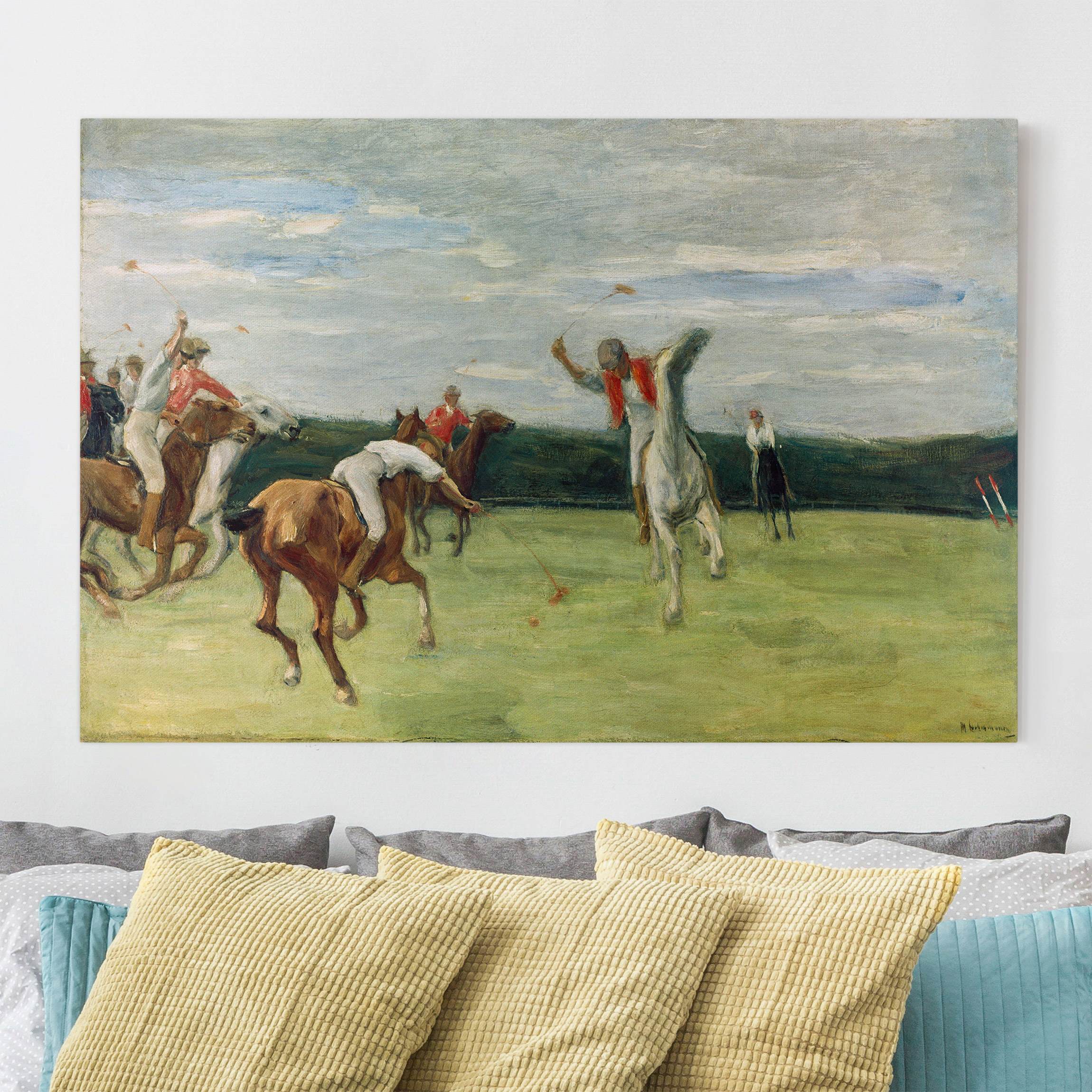 Leinwandbild - Querformat Max Liebermann - Polospieler im Jenisch-Park