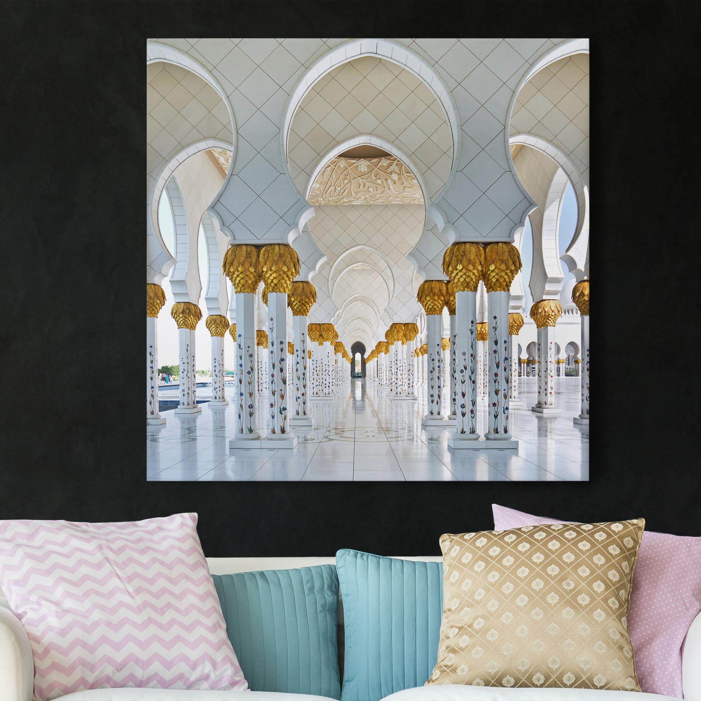 Leinwandbild - Quadrat Moschee in Abu Dhabi