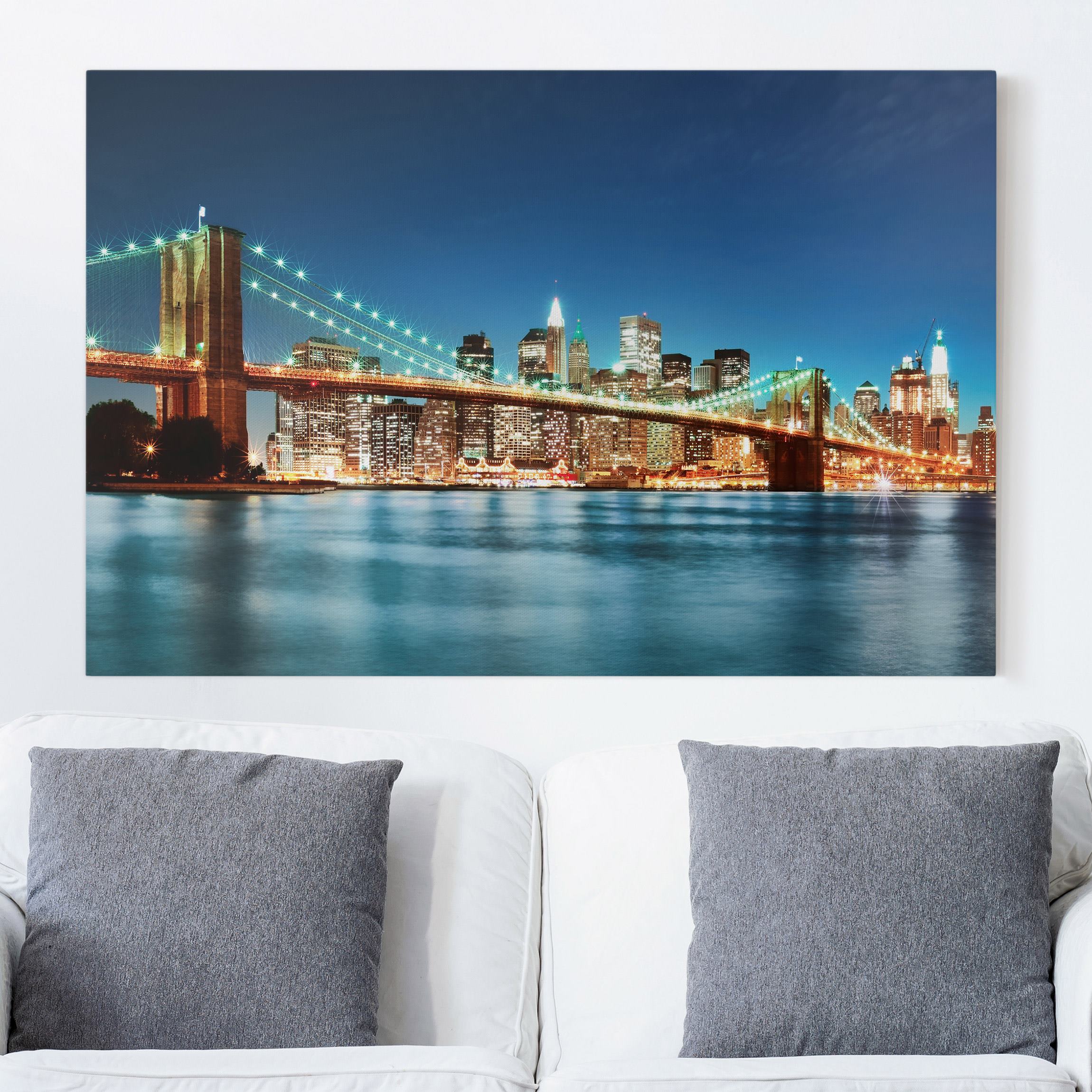 Leinwandbild - Querformat Nighttime Manhattan Bridge