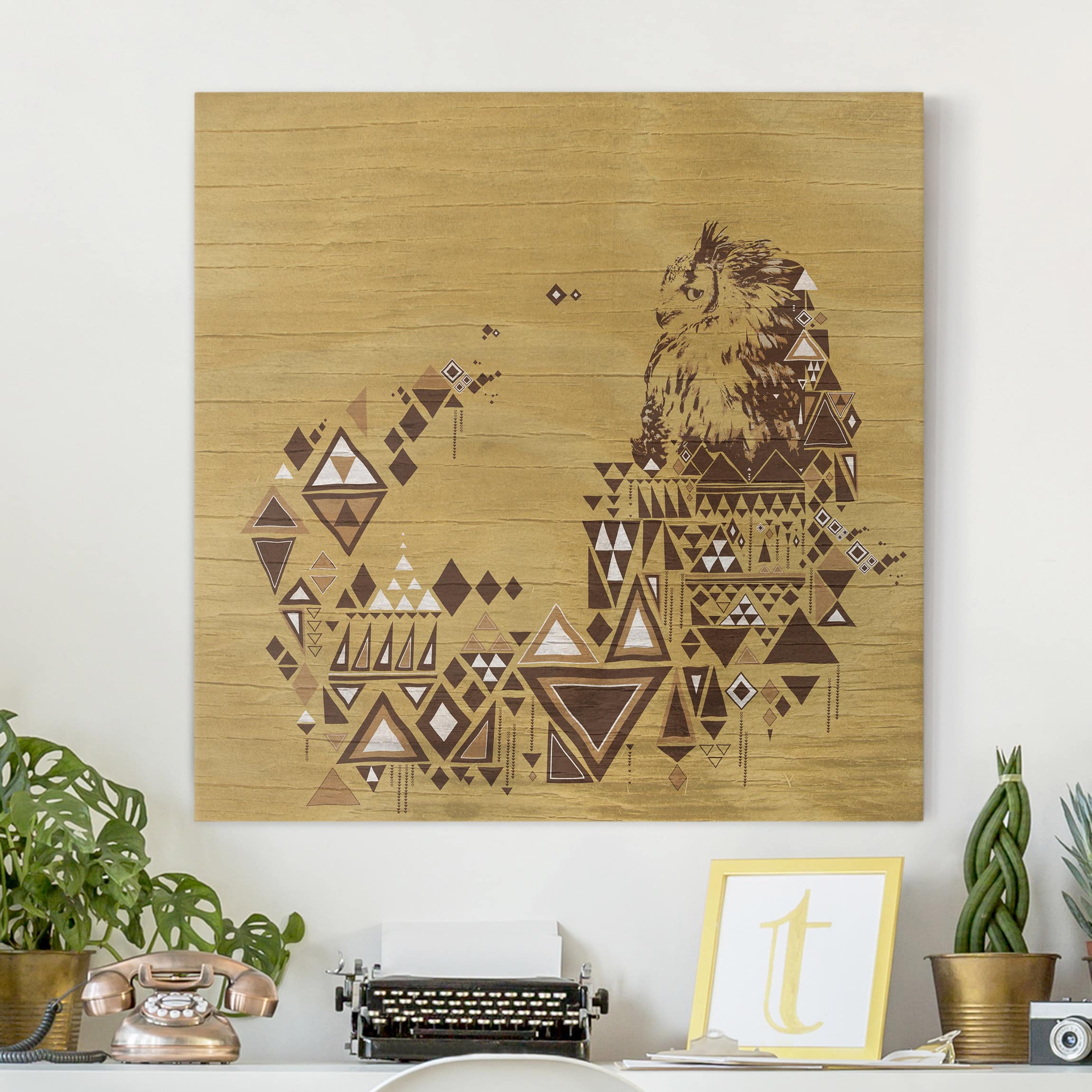 Leinwandbild - Quadrat Indianische Eule