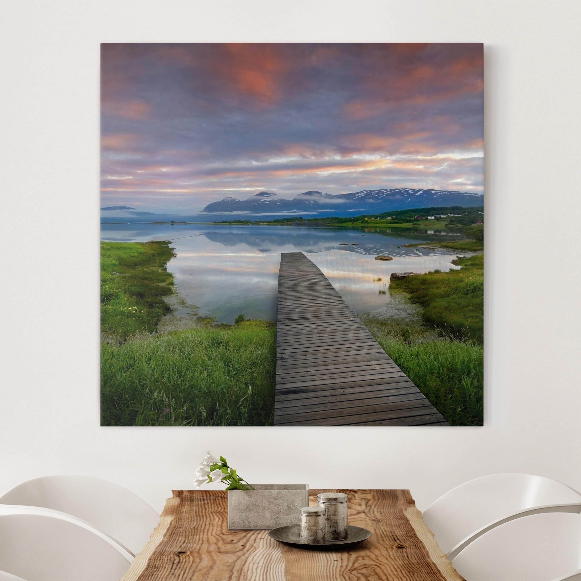 Leinwandbild - Quadrat Norwegische Idylle