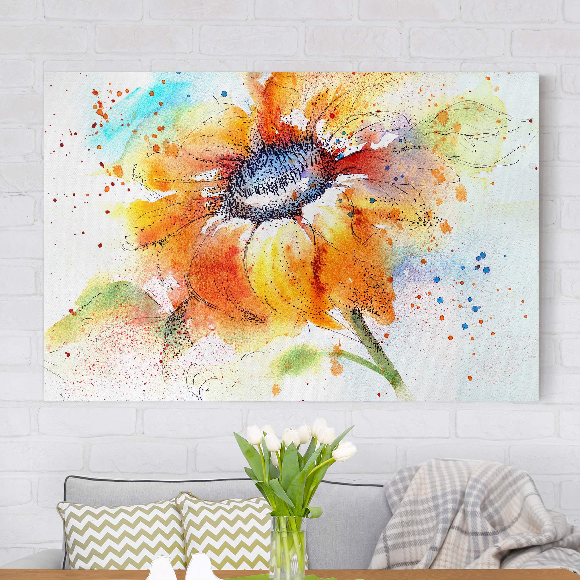 Leinwandbild Blumen Painted Sunflower