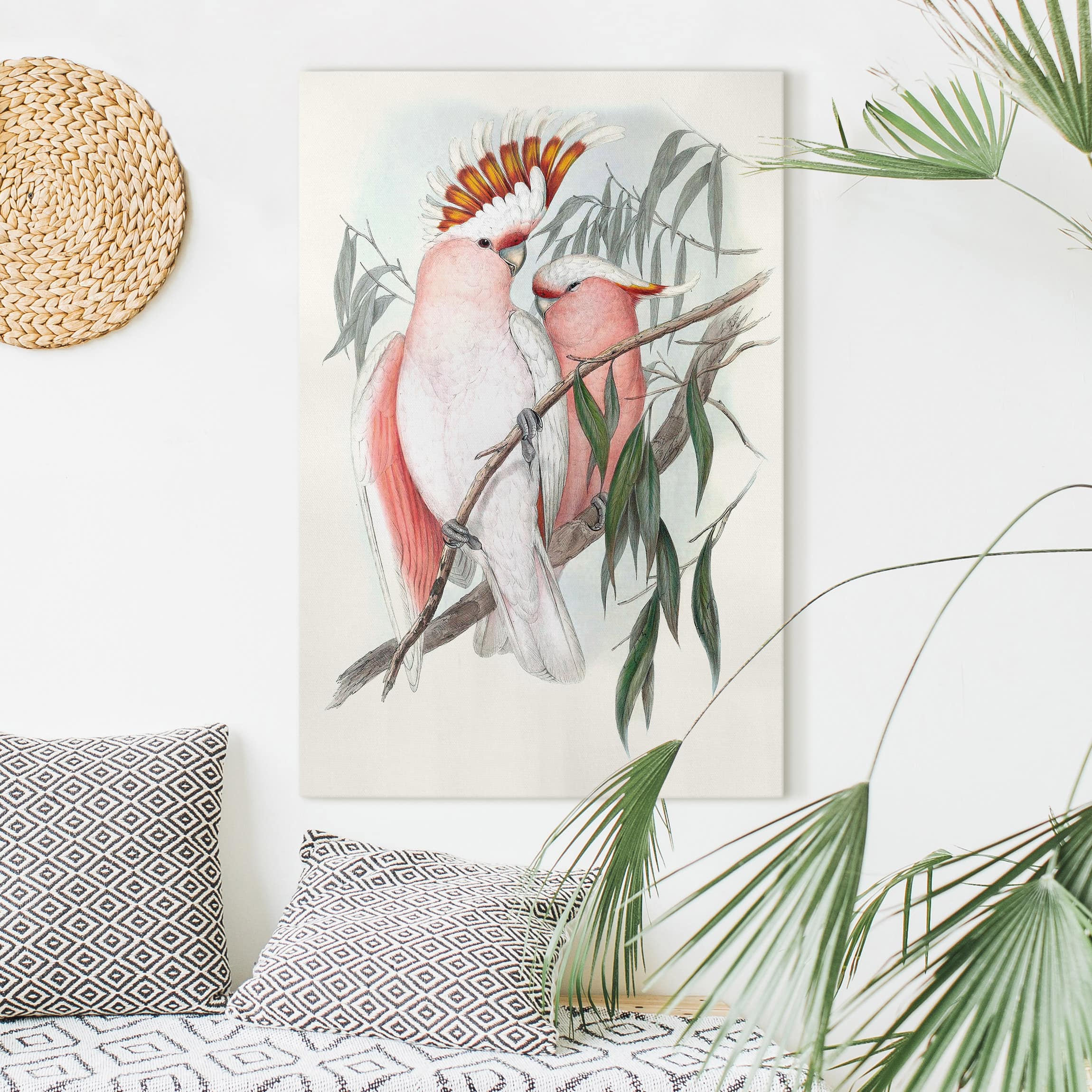 Leinwandbild Tiere Pastell Papageien I