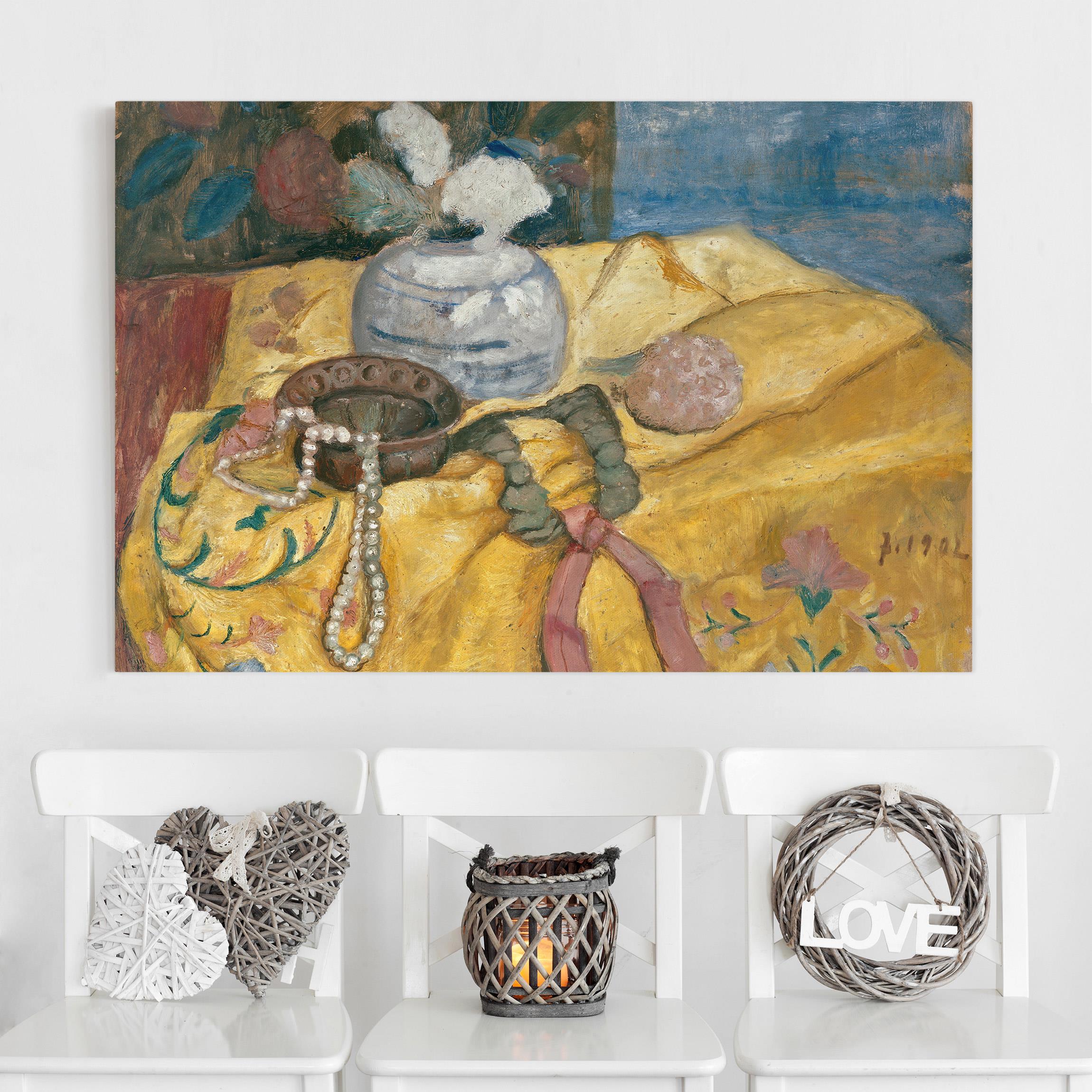Leinwandbild - Querformat Paula Modersohn-Becker - Stillleben mit Perlen