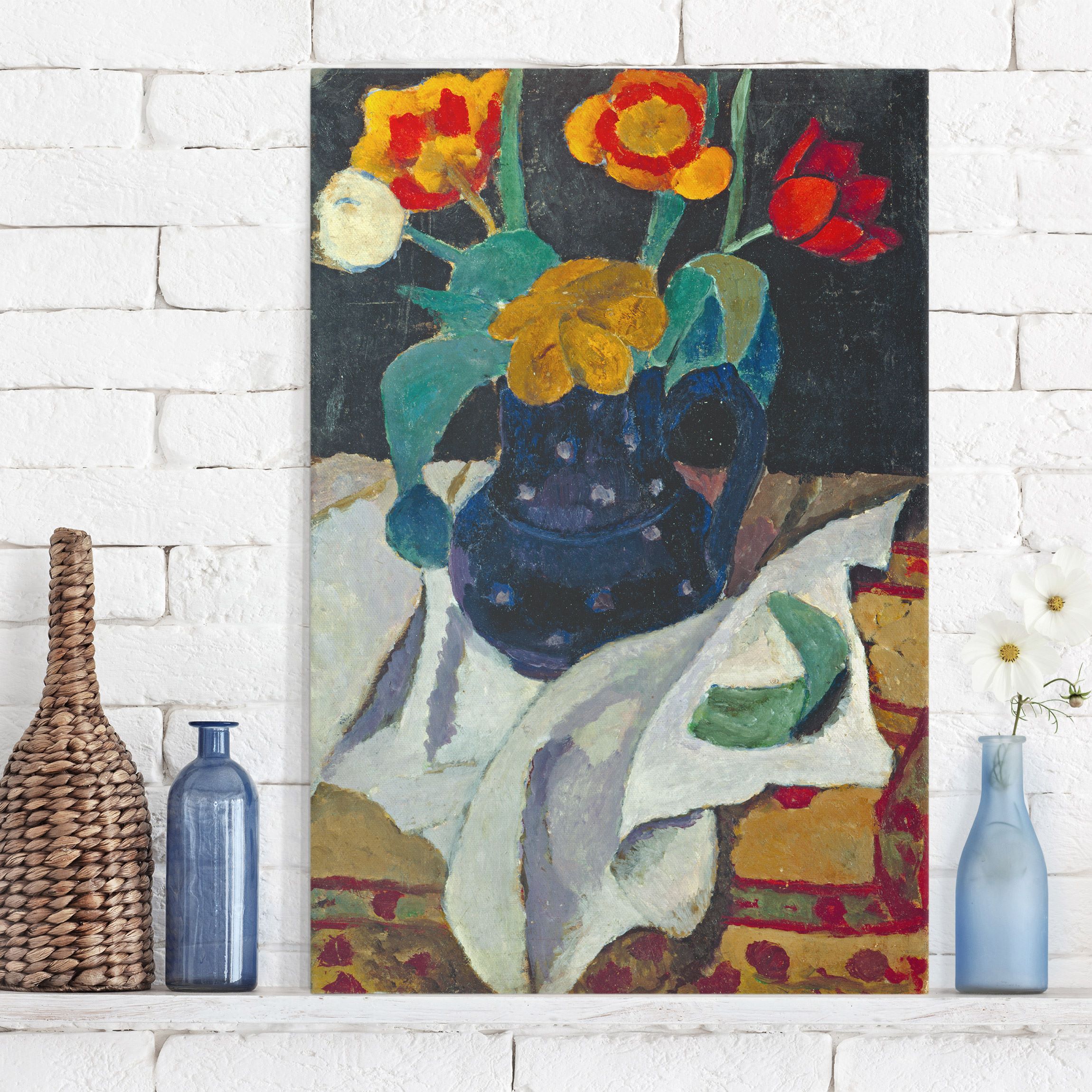 Leinwandbild - Hochformat Paula Modersohn-Becker - Stillleben mit Tulpen