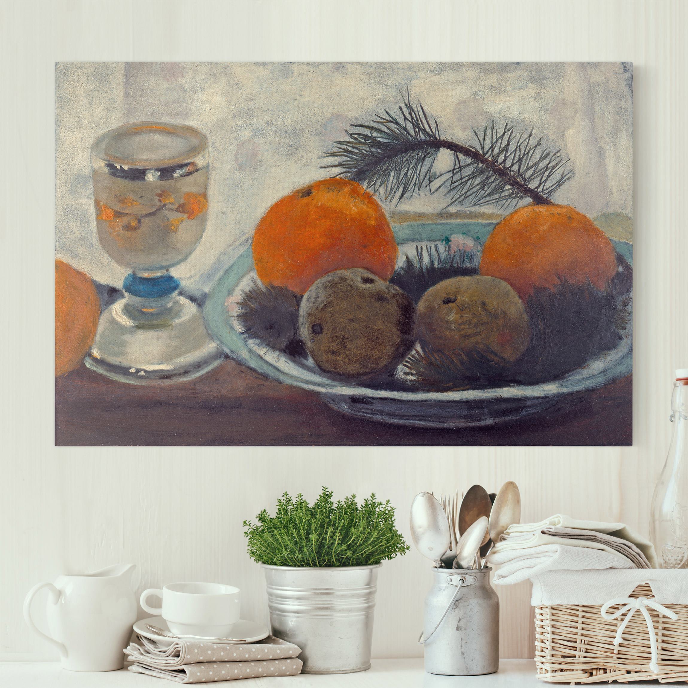 Leinwandbild - Querformat Paula Modersohn-Becker - Stillleben mit Mattglasbecher