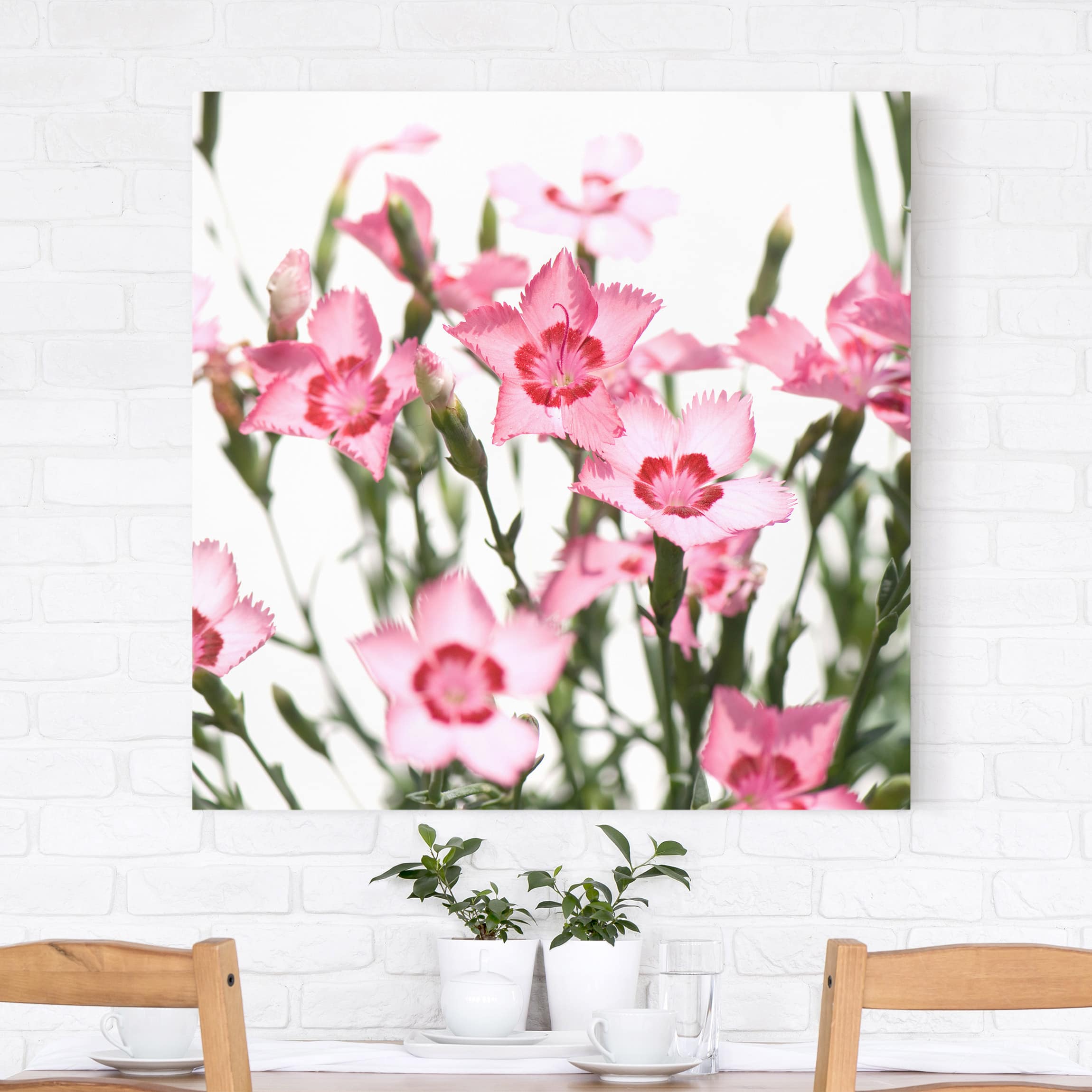 Leinwandbild - Quadrat Pink Flowers