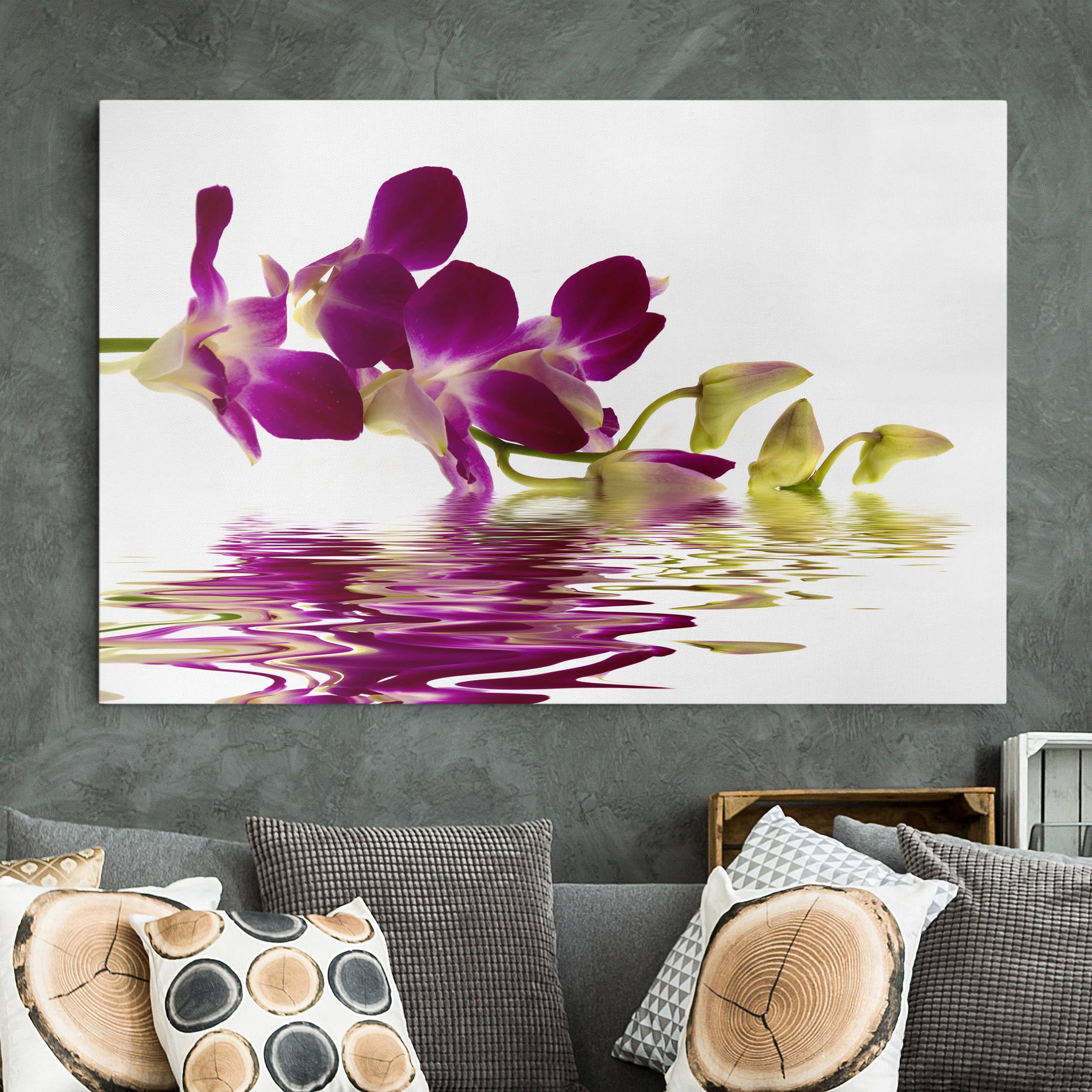 Leinwandbild - Querformat Pink Orchid Waters