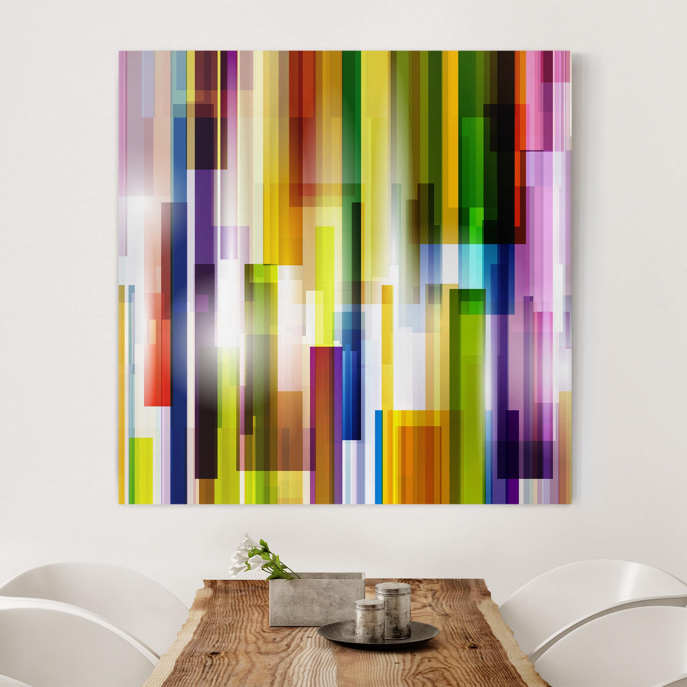 Leinwandbild - Quadrat Rainbow Cubes