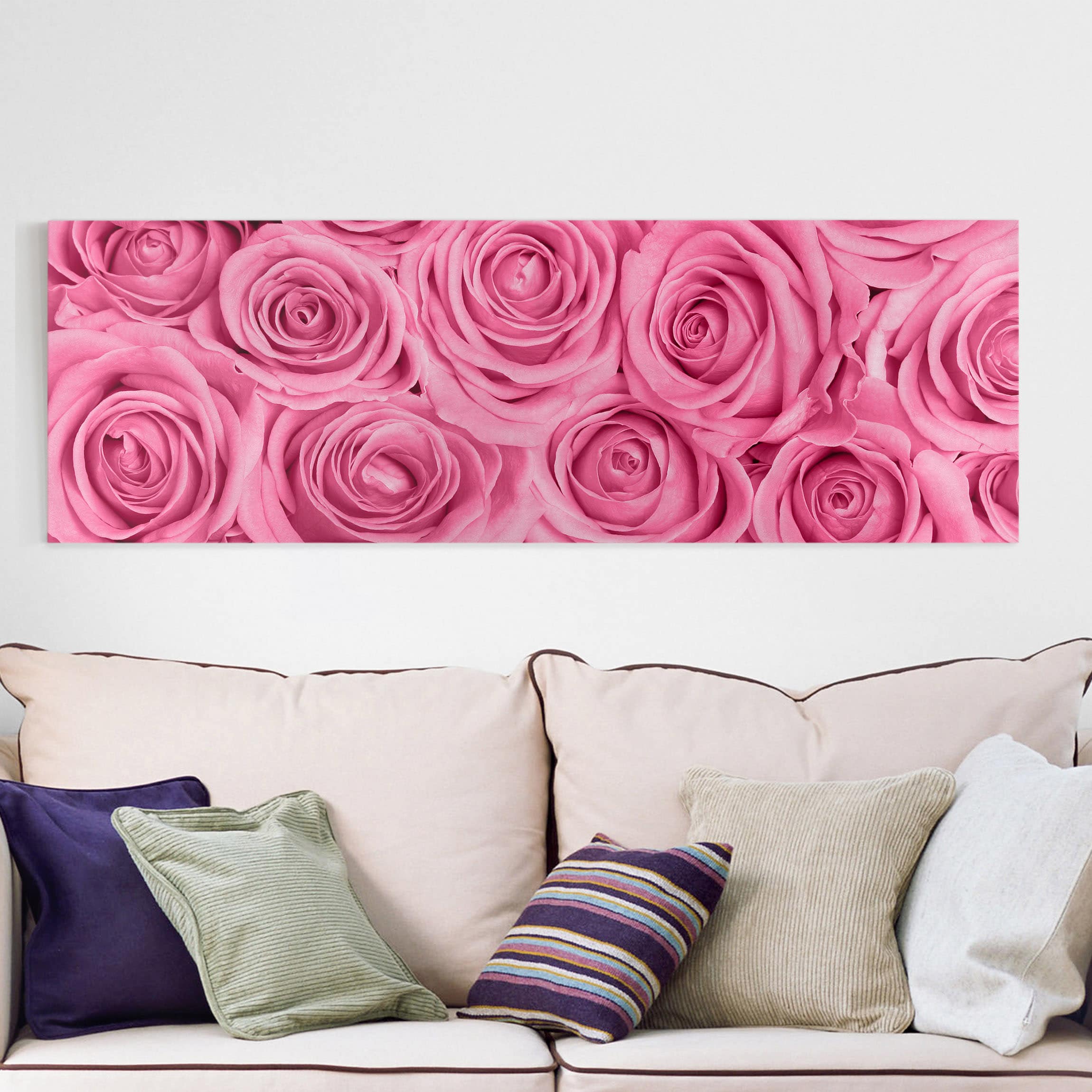 Leinwandbild - Panorama Rosa Rosen