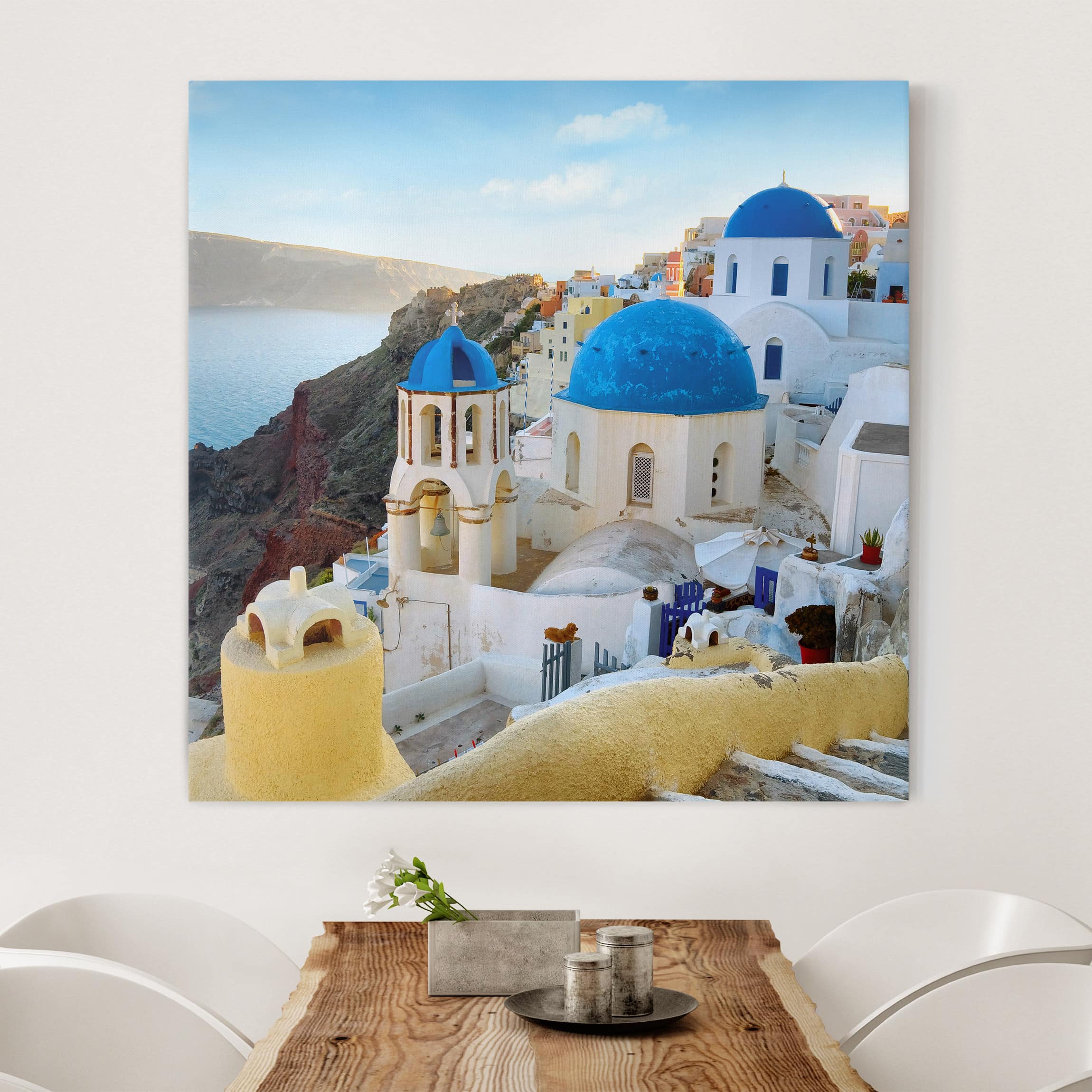 Leinwandbild - Quadrat Santorini