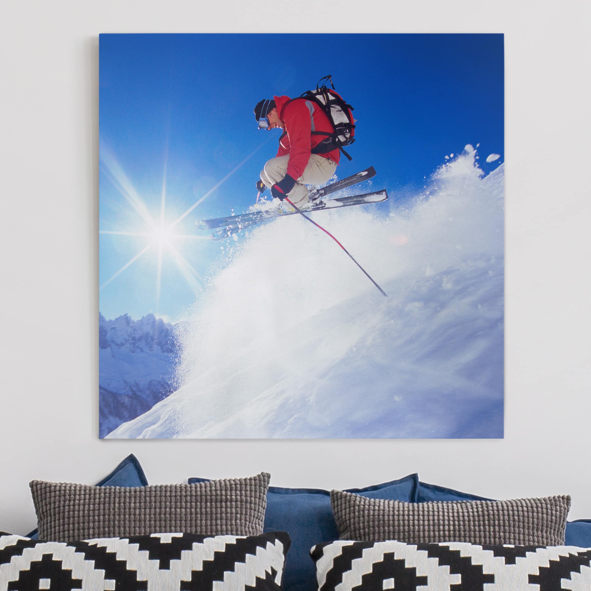 Leinwandbild - Quadrat Skisprung