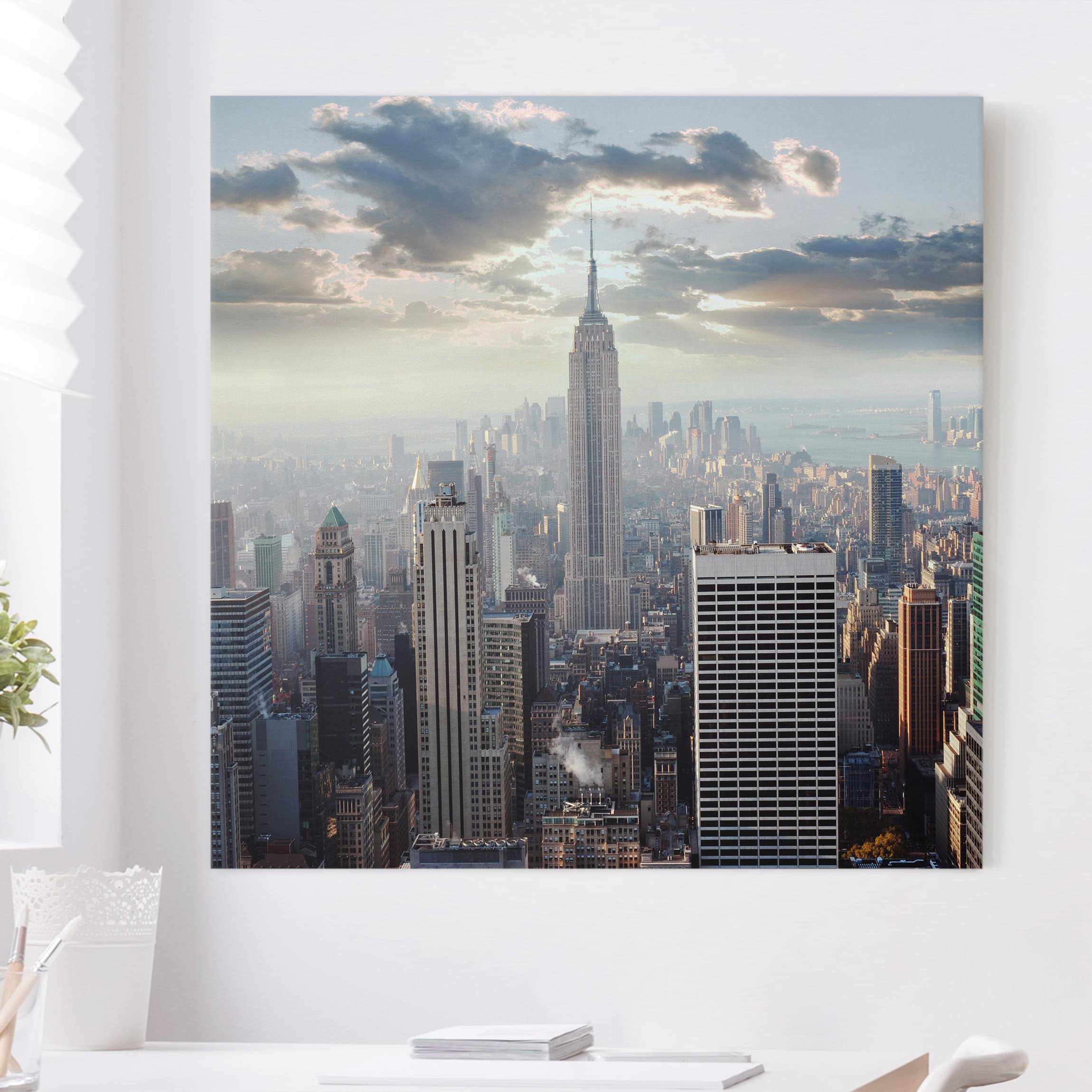 Leinwandbild - Quadrat Sonnenaufgang in New York