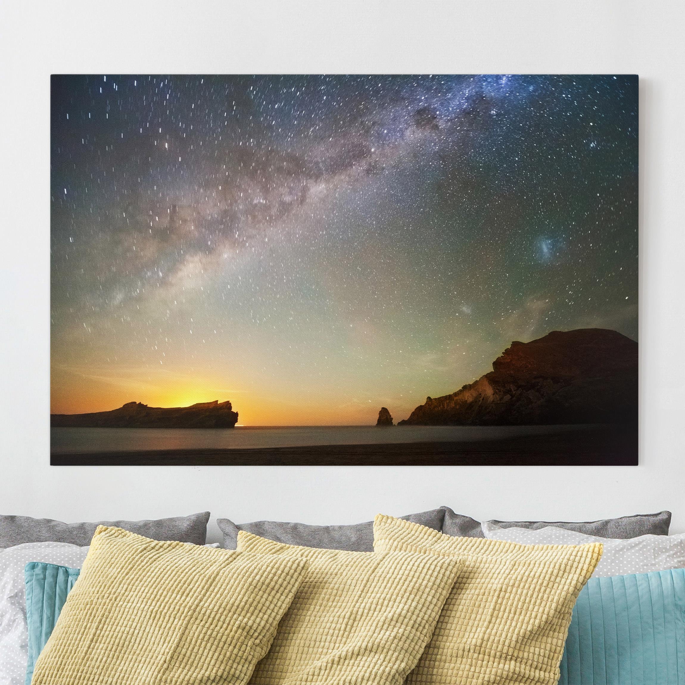 Leinwandbild - Querformat Sternenhimmel über dem Meer