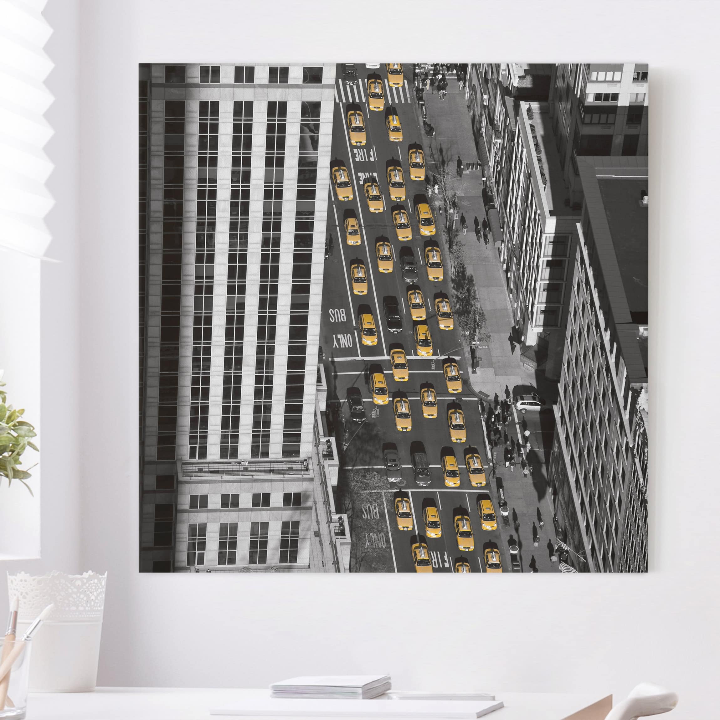 Leinwandbild - Quadrat Taxiverkehr in Manhattan