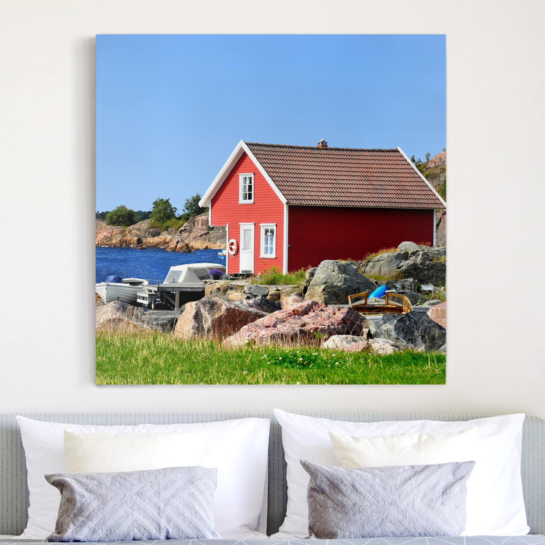 Leinwandbild - Quadrat Urlaub in Norwegen