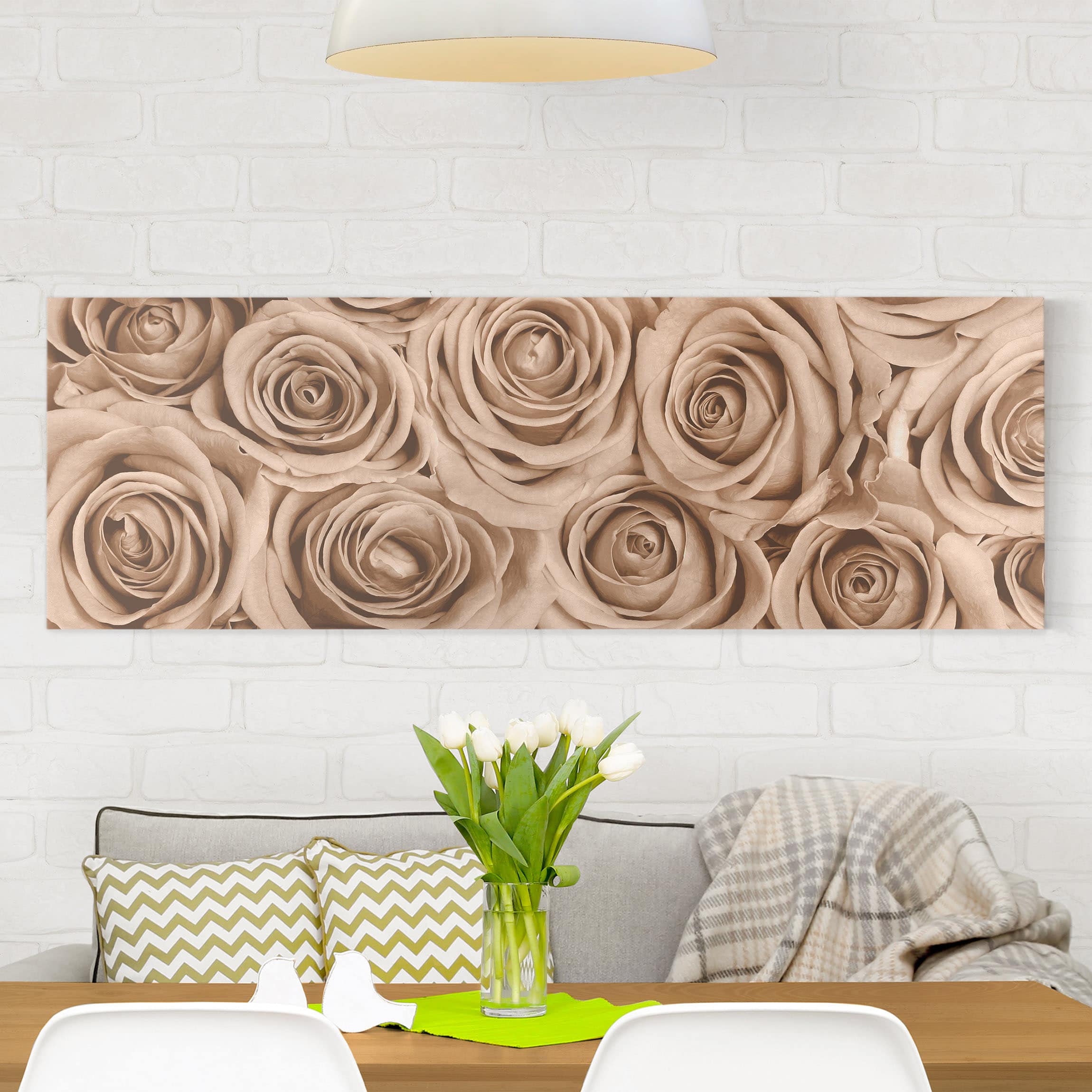 Leinwandbild - Panorama Vintage Rosen