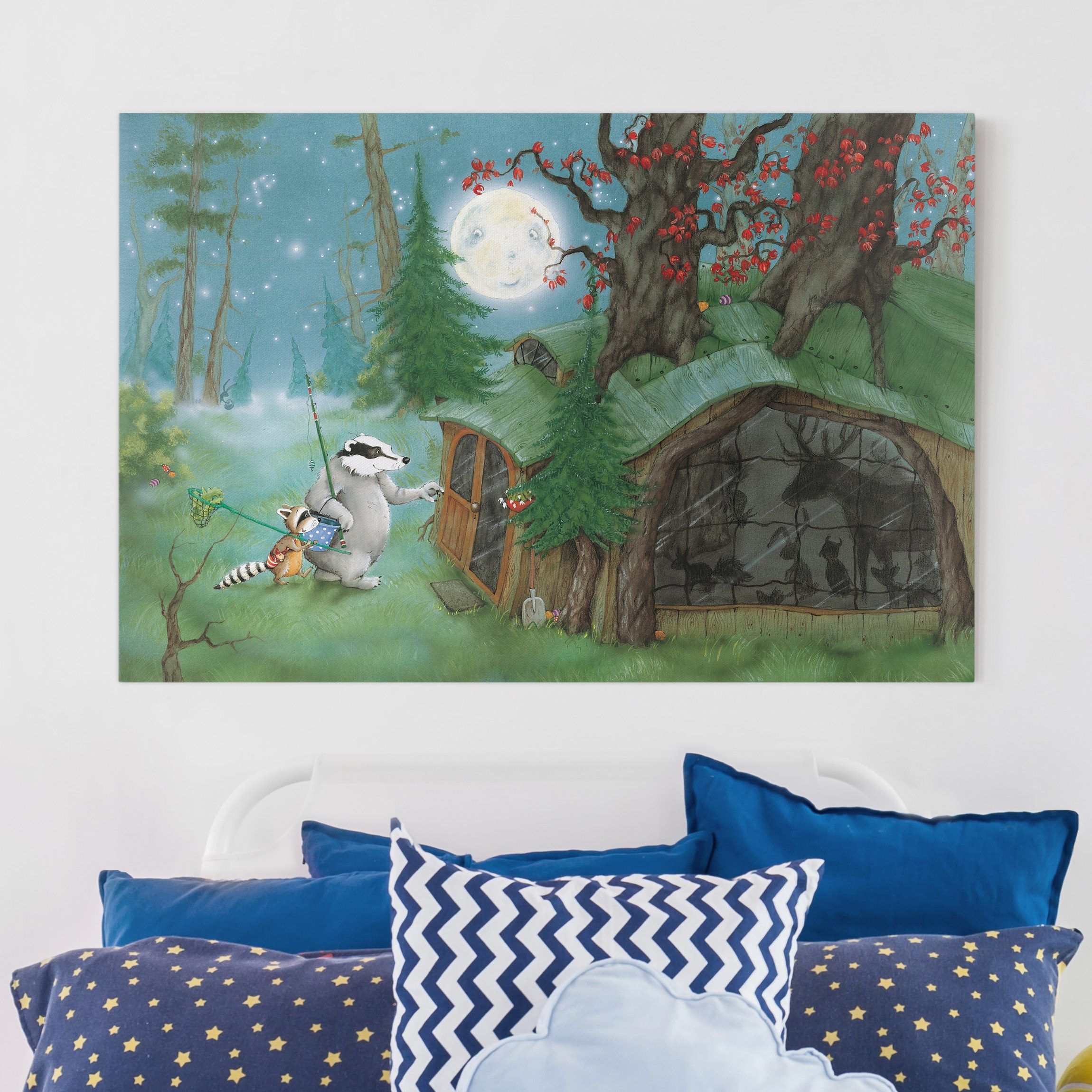 Leinwandbild Kinderzimmer Wassili Waschbär - Wassili auf dem Heimweg