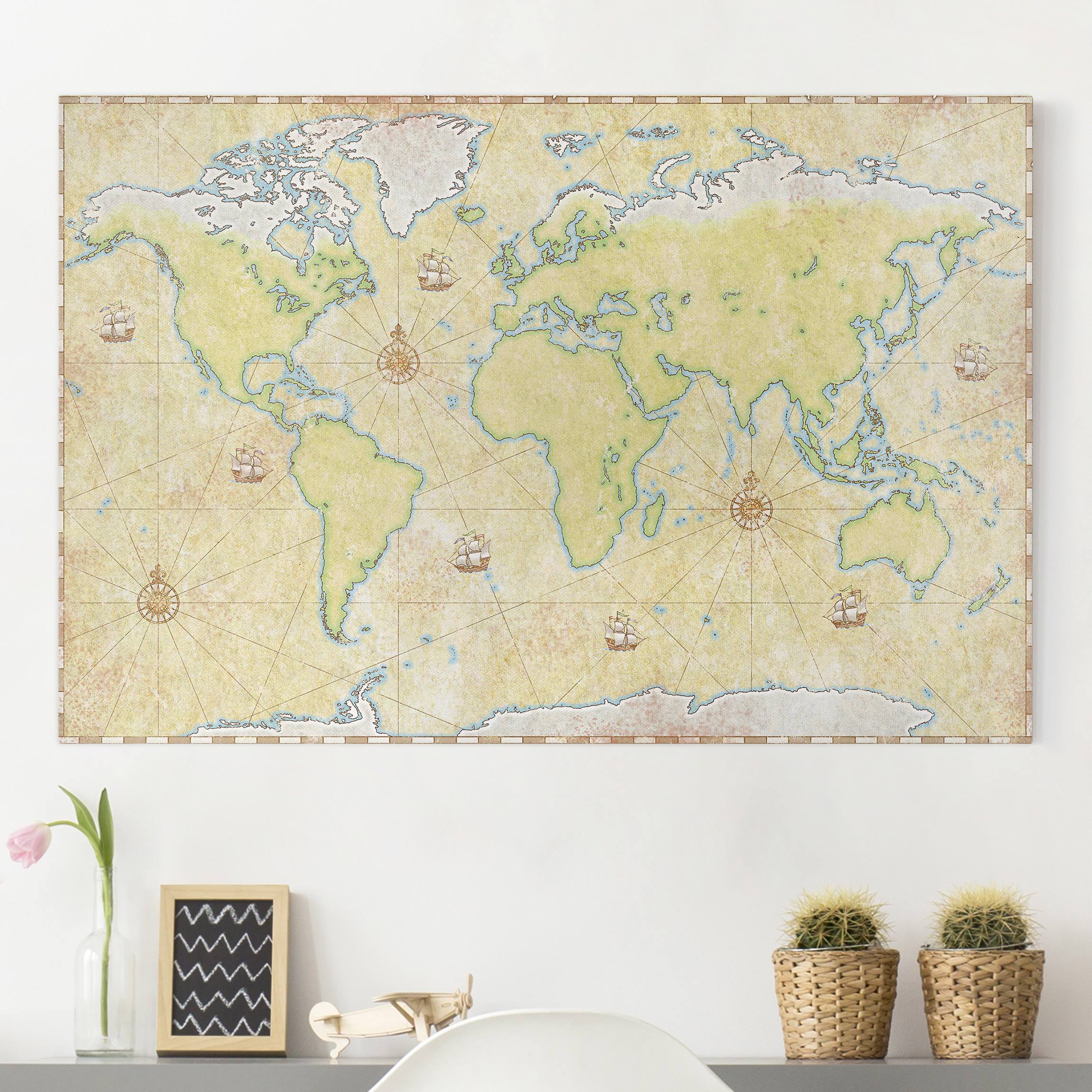 Leinwandbild - Querformat World Map