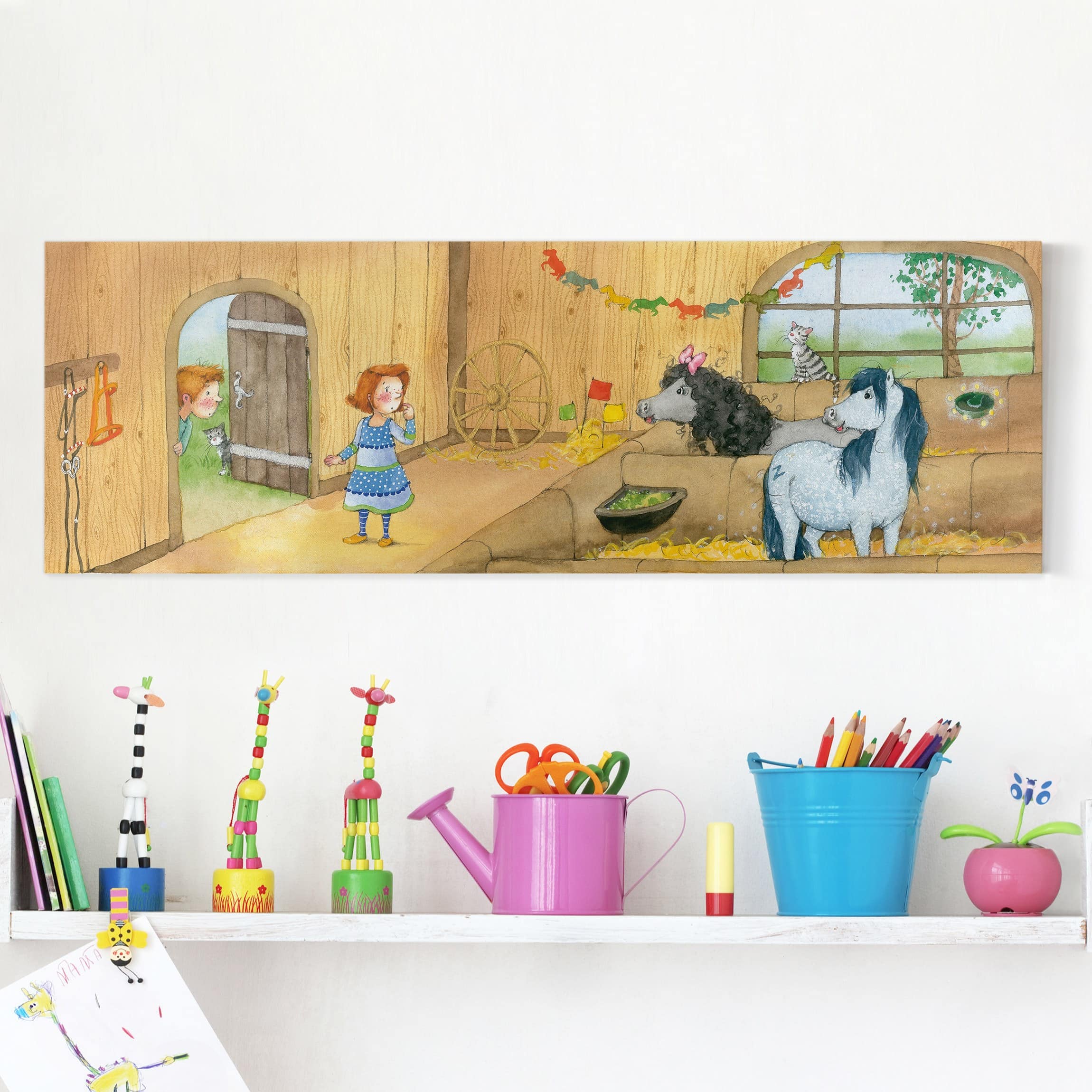 Leinwandbild Kinderzimmer Zauberpony Geschichten - Gretas neue Frisur