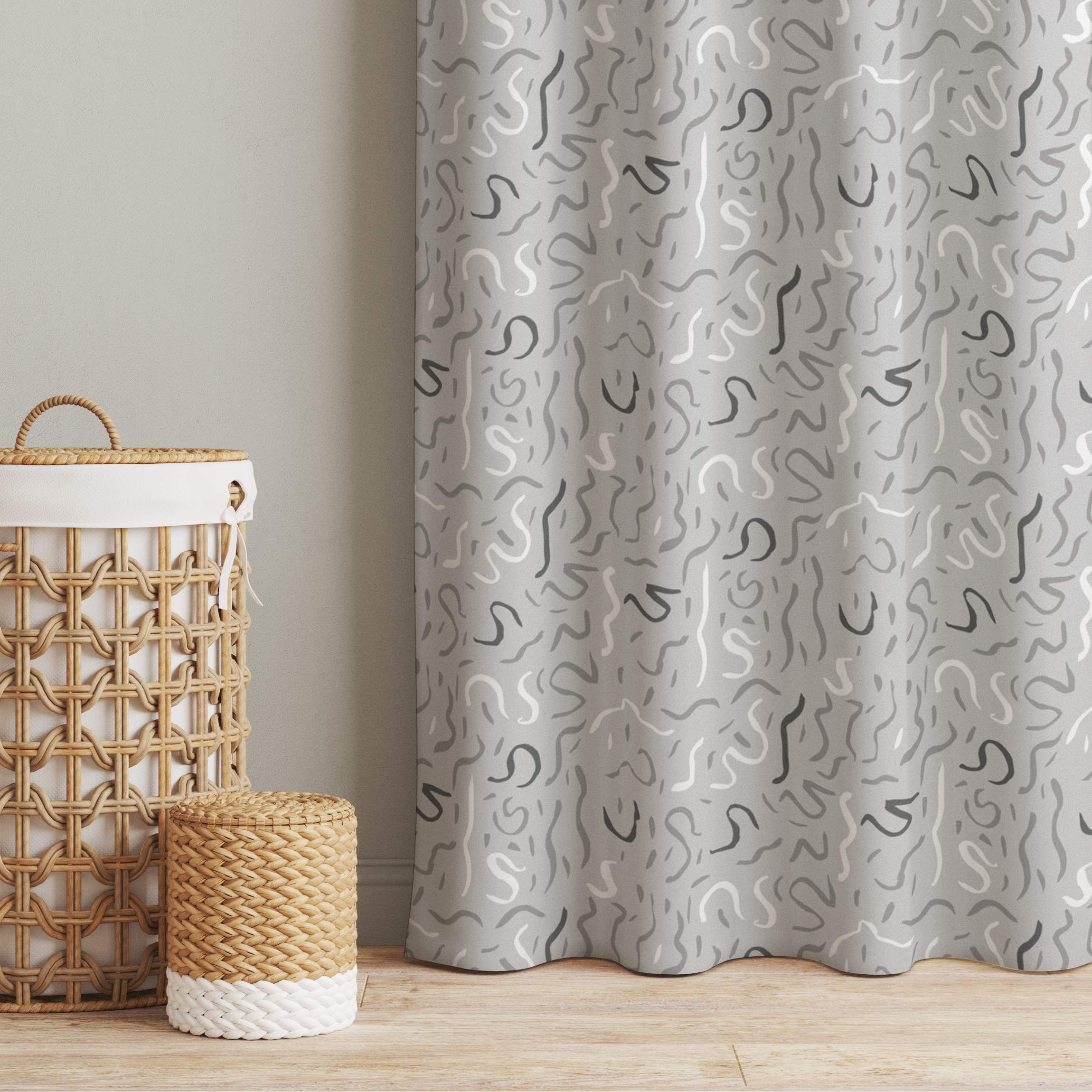 Vorhang Luftschlangen Muster - Grau
