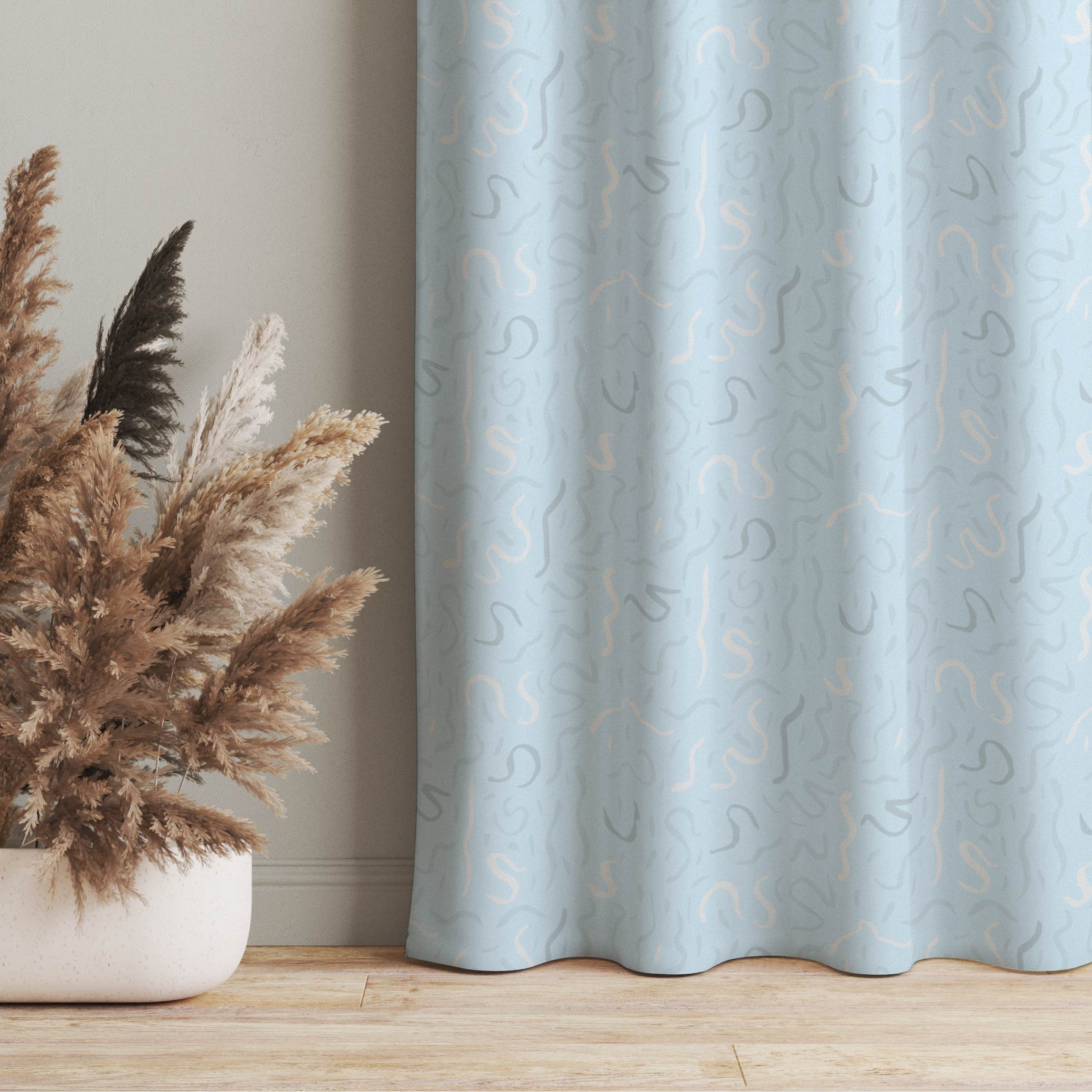 Vorhang Luftschlangen Muster - Himmelblau