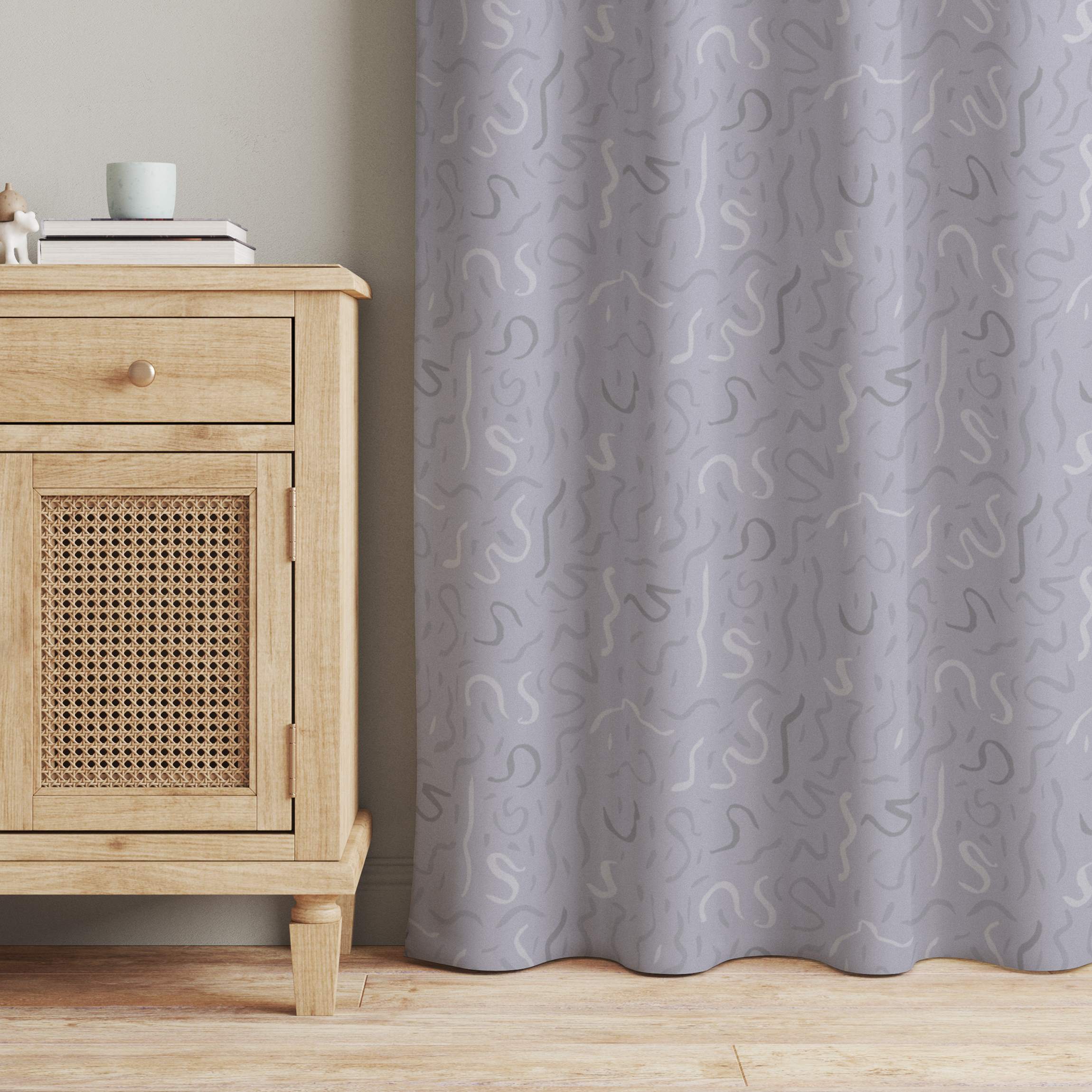 Vorhang Luftschlangen Muster - Pastell graues Violett