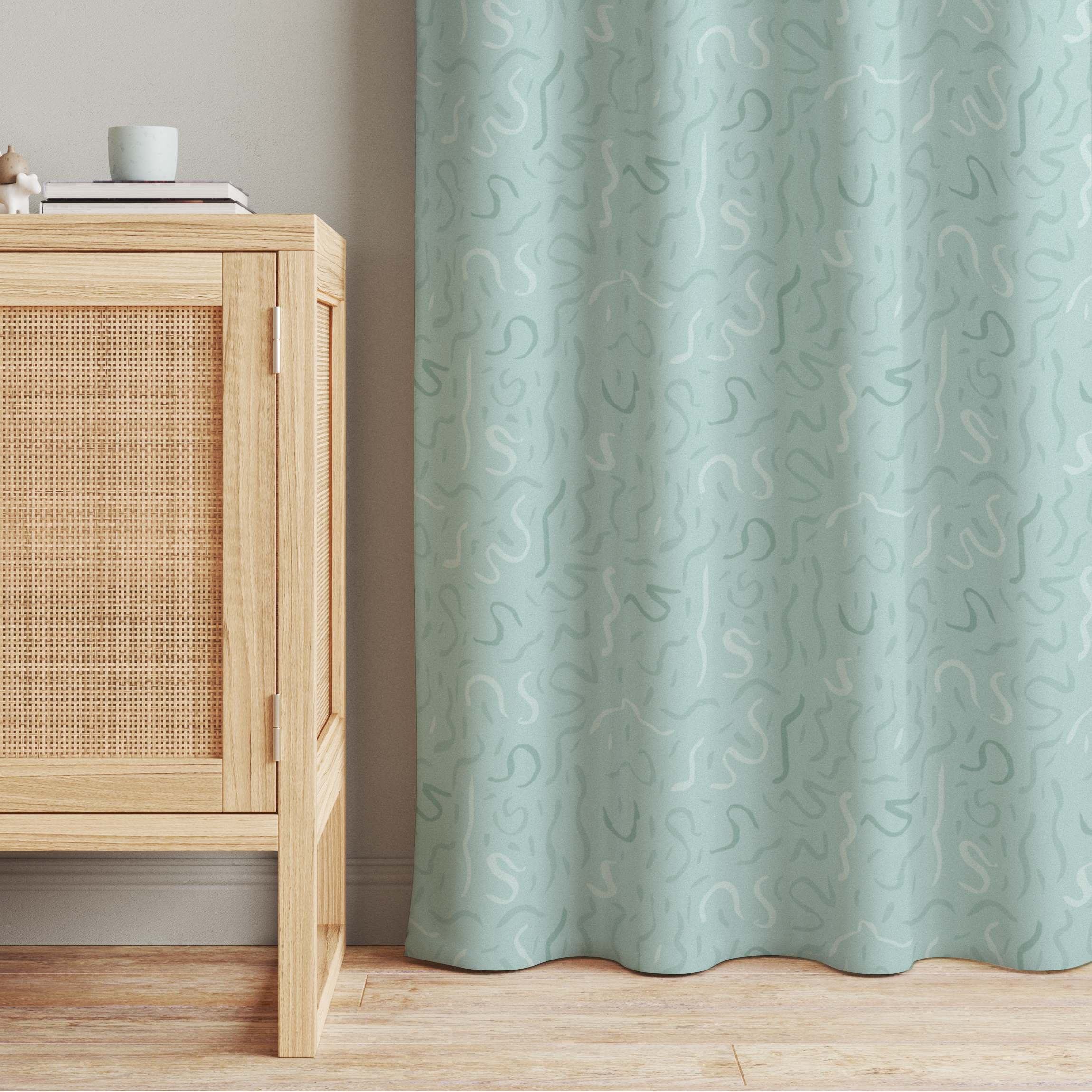 Vorhang Luftschlangen Muster - Pastell Mint
