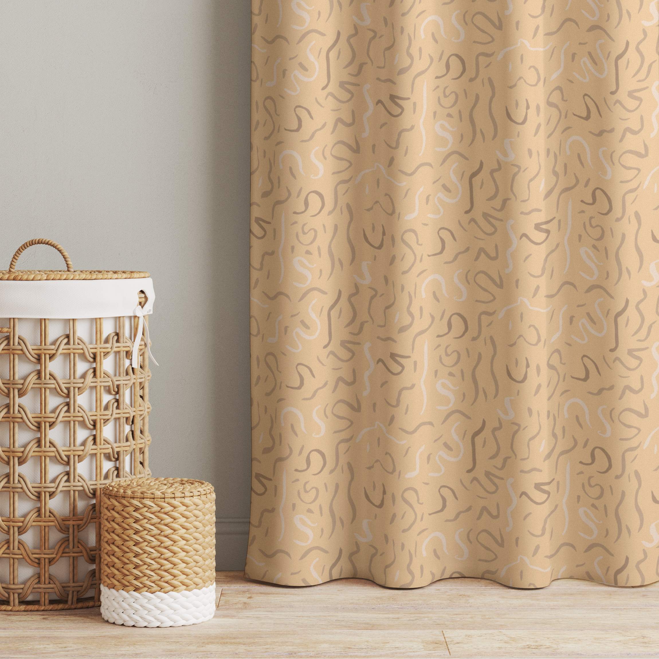 Vorhang Luftschlangen Muster - Pastell Orange