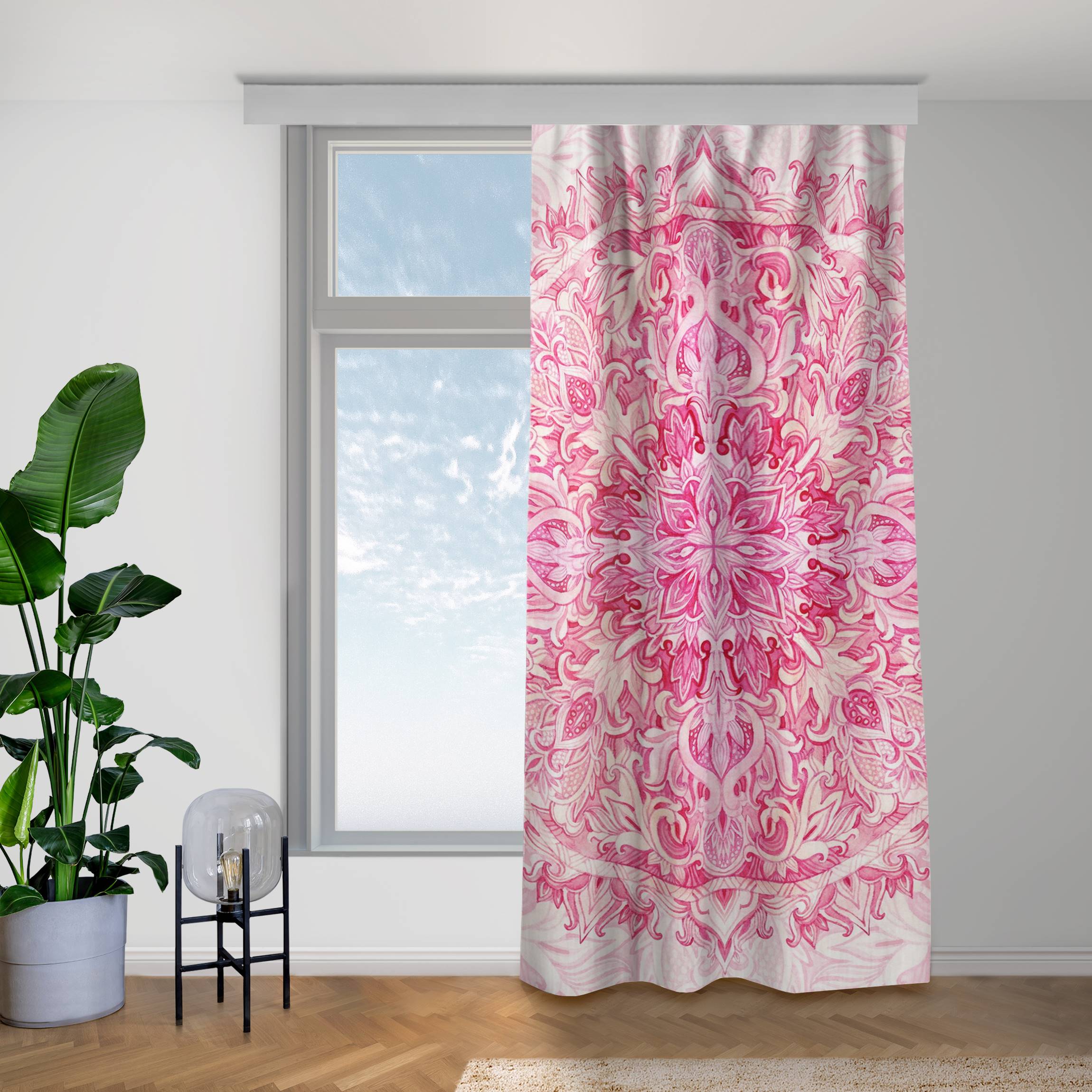 Vorhang Mandala Aquarell Ornament pink