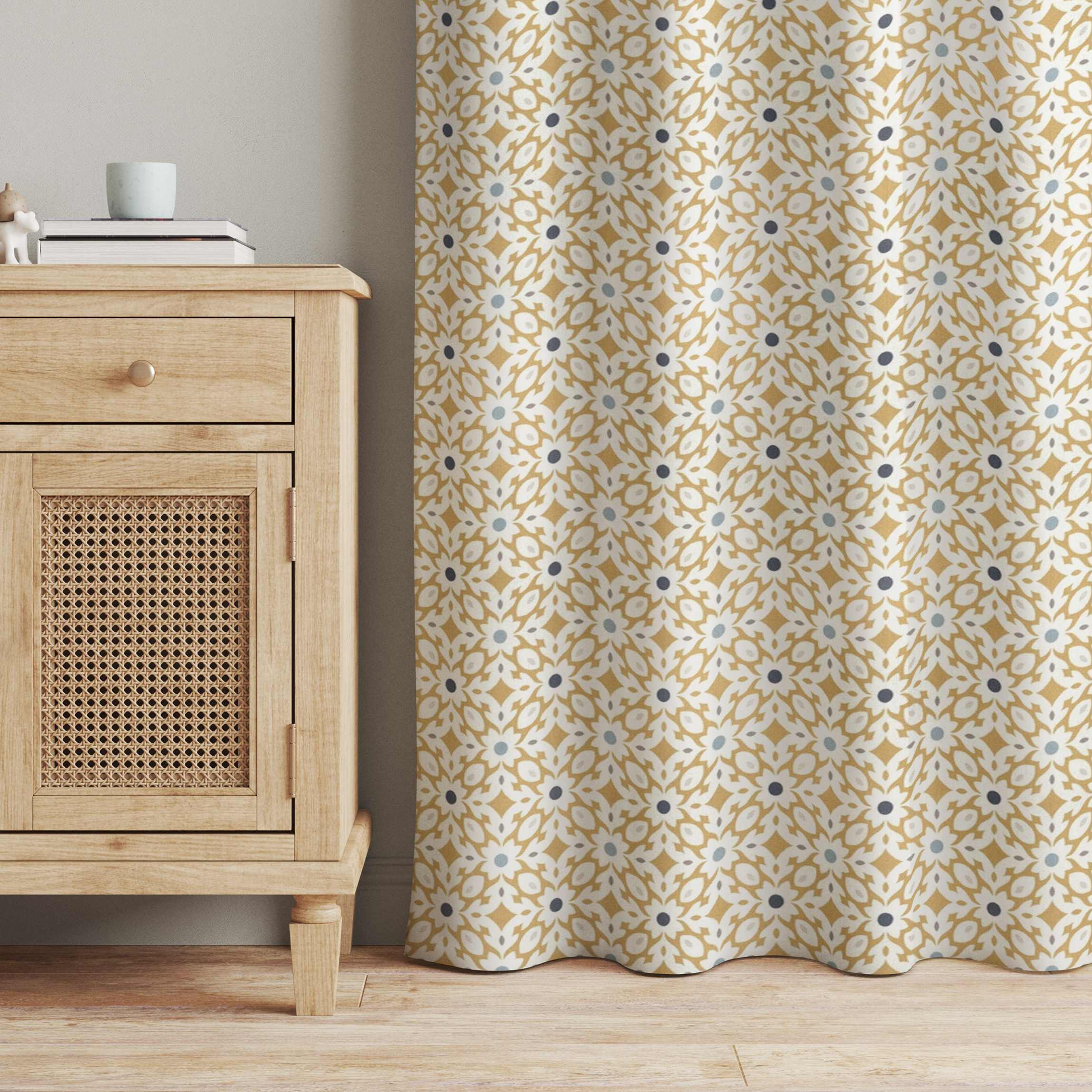 Vorhang Marokkanische Fliesen in Ocker und Blau