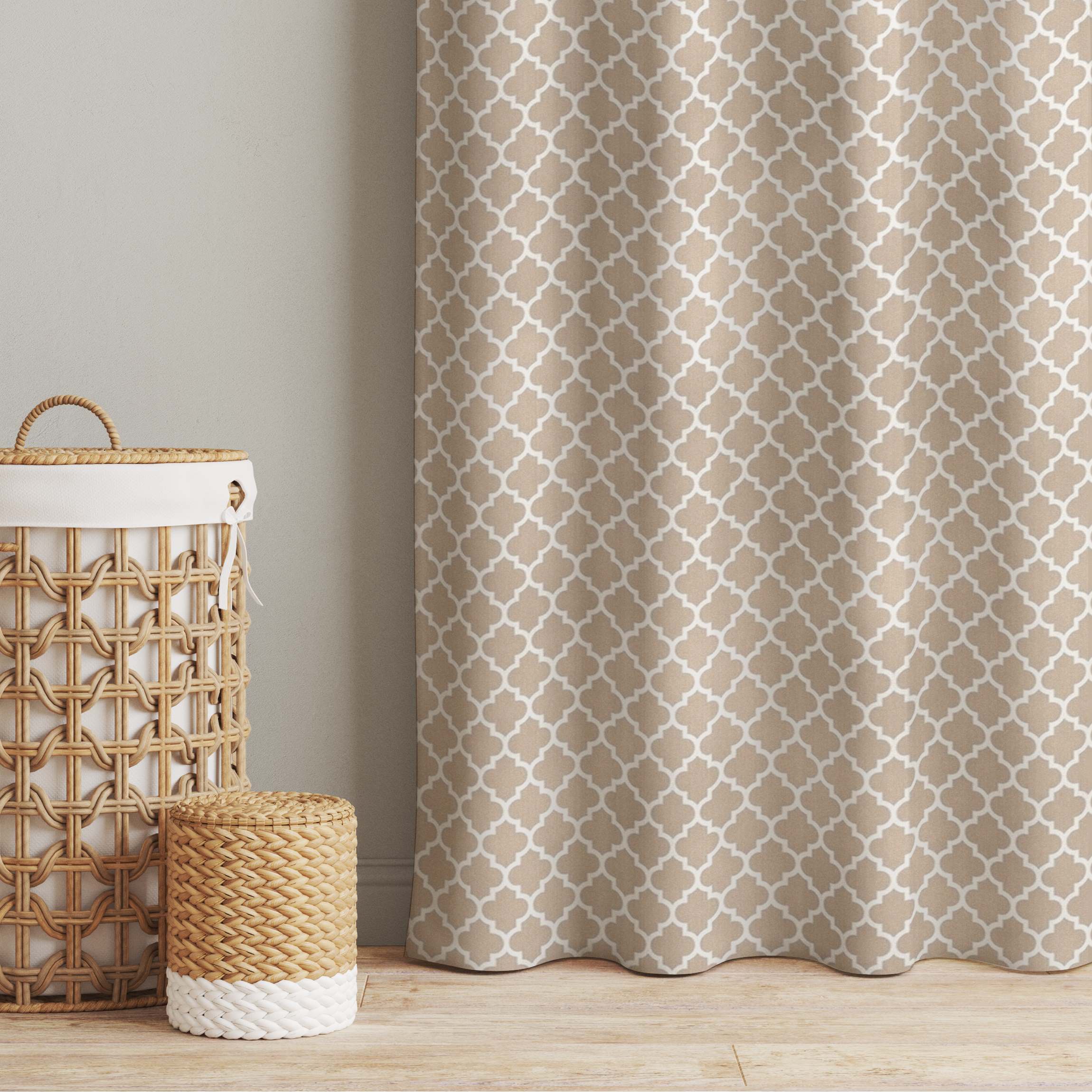 Vorhang Marokkanisches Muster mit Ornamenten vor Beige