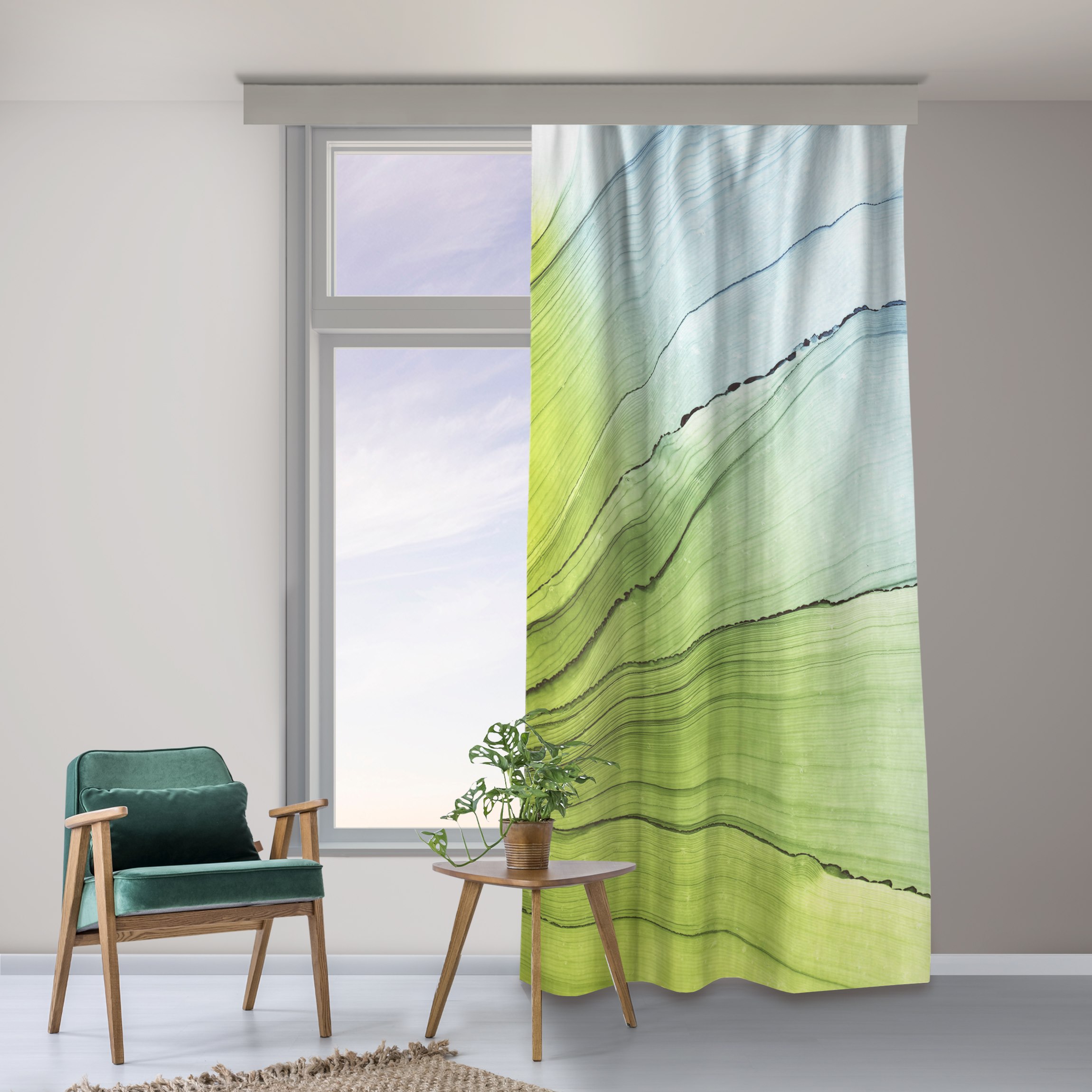 Vorhang Meliertes Gelb mit Himmelblau