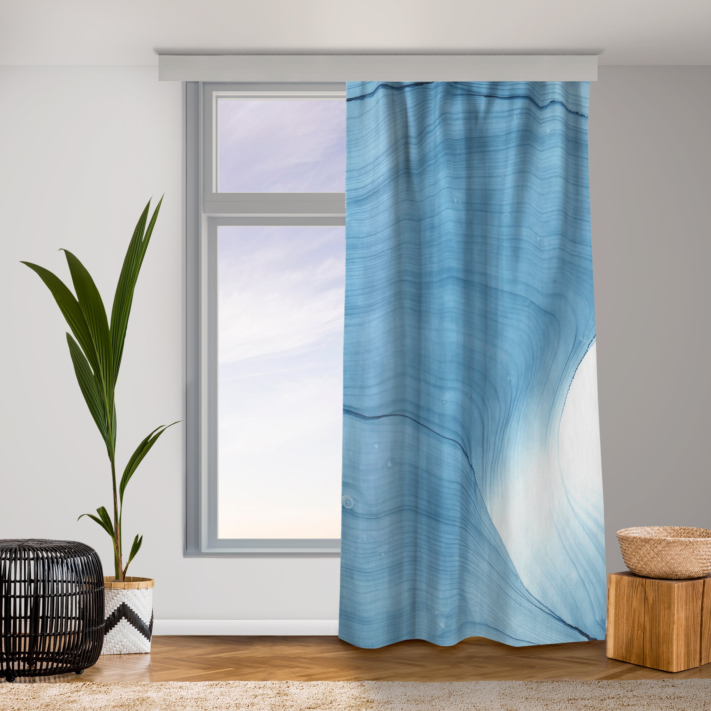 Vorhang Meliertes Mittelblau