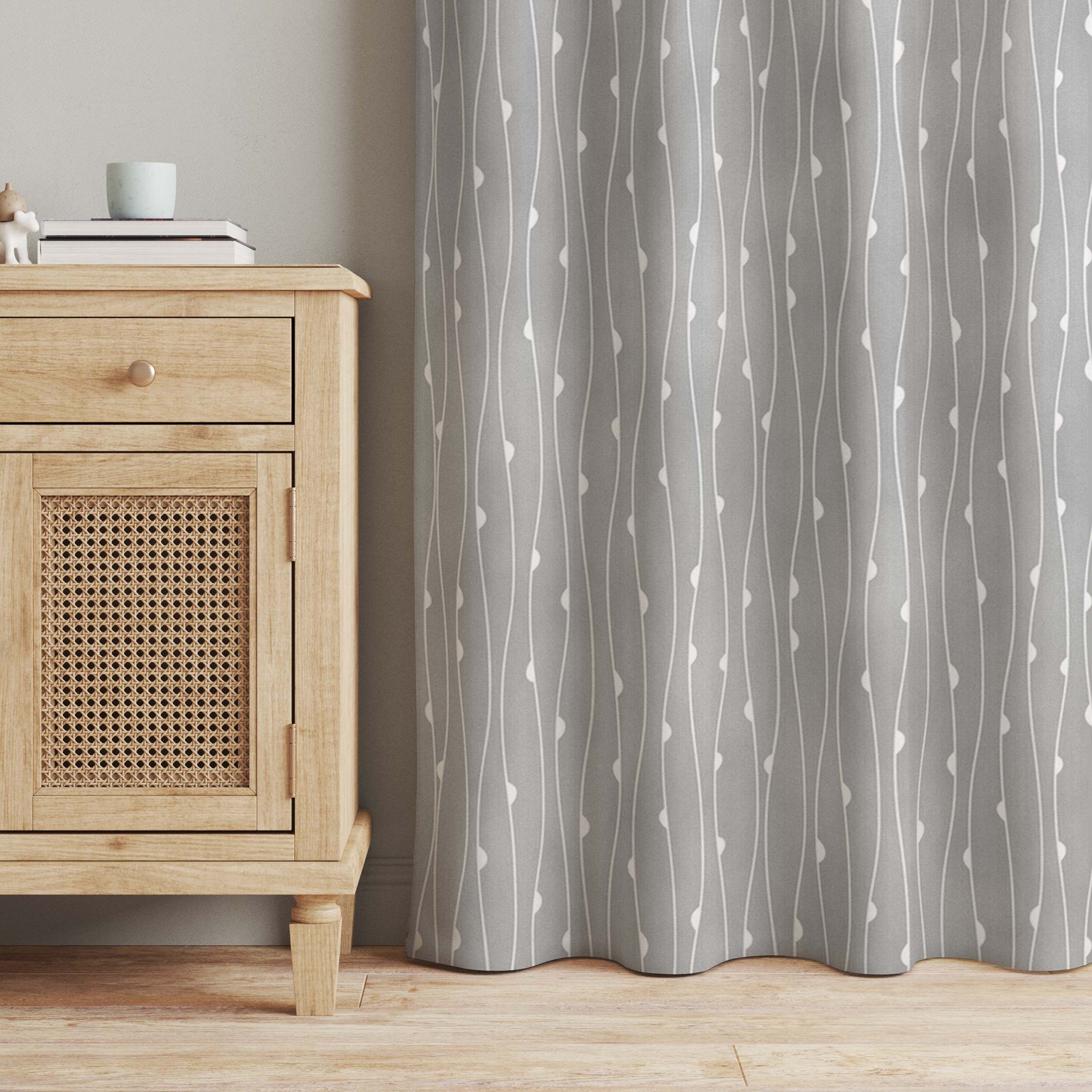 Vorhang Natürliches Muster mit Halbkreisen vor Grau