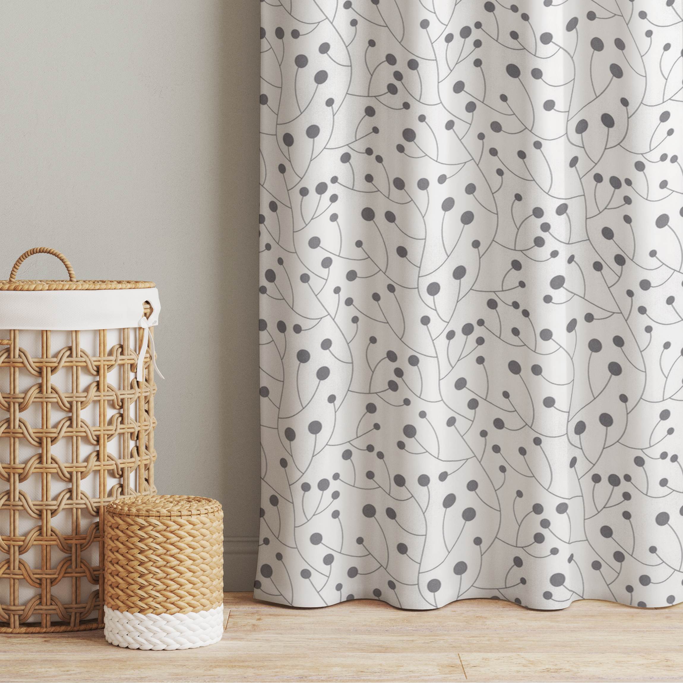 Vorhang Natürliches Muster Wachstum mit Punkten Grau