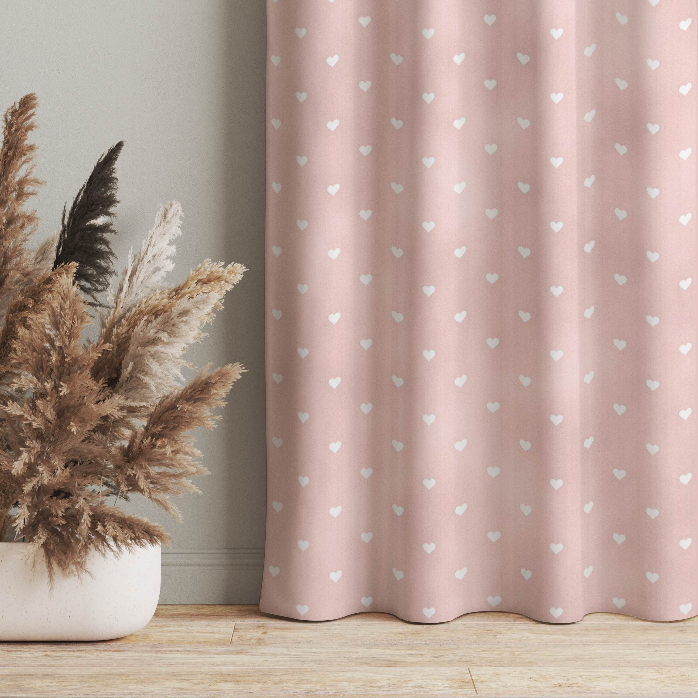 Vorhang No.YK59 Weiße Herzen auf Rosa