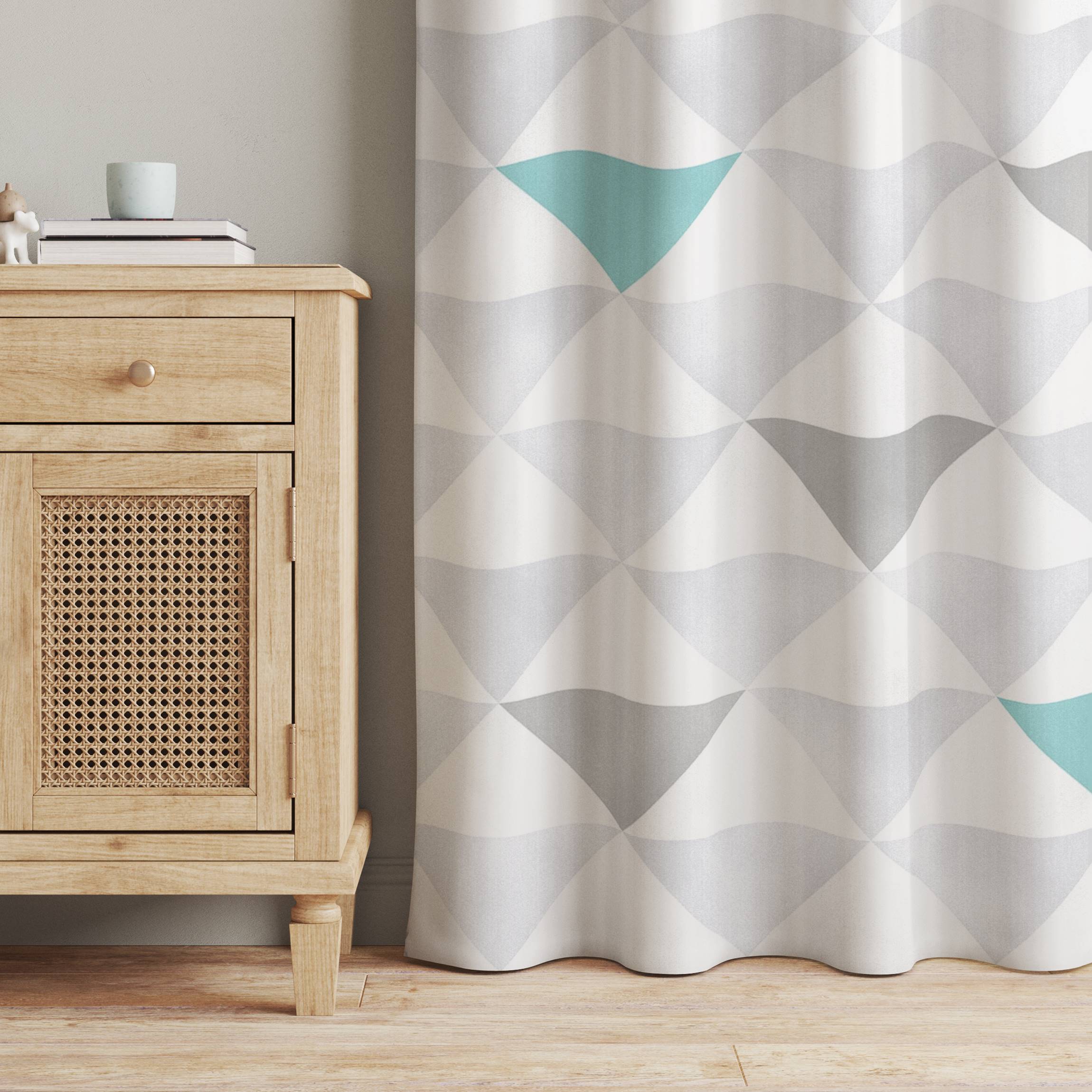 Vorhang No.YK64 Dreiecke Grau Weiß Türkis