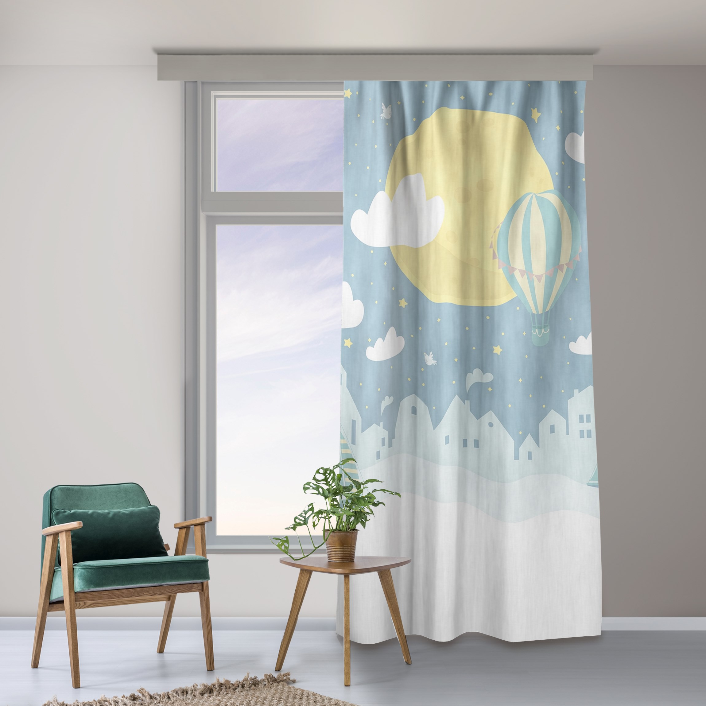 Vorhang Paris mit Sternen und Heißluftballon