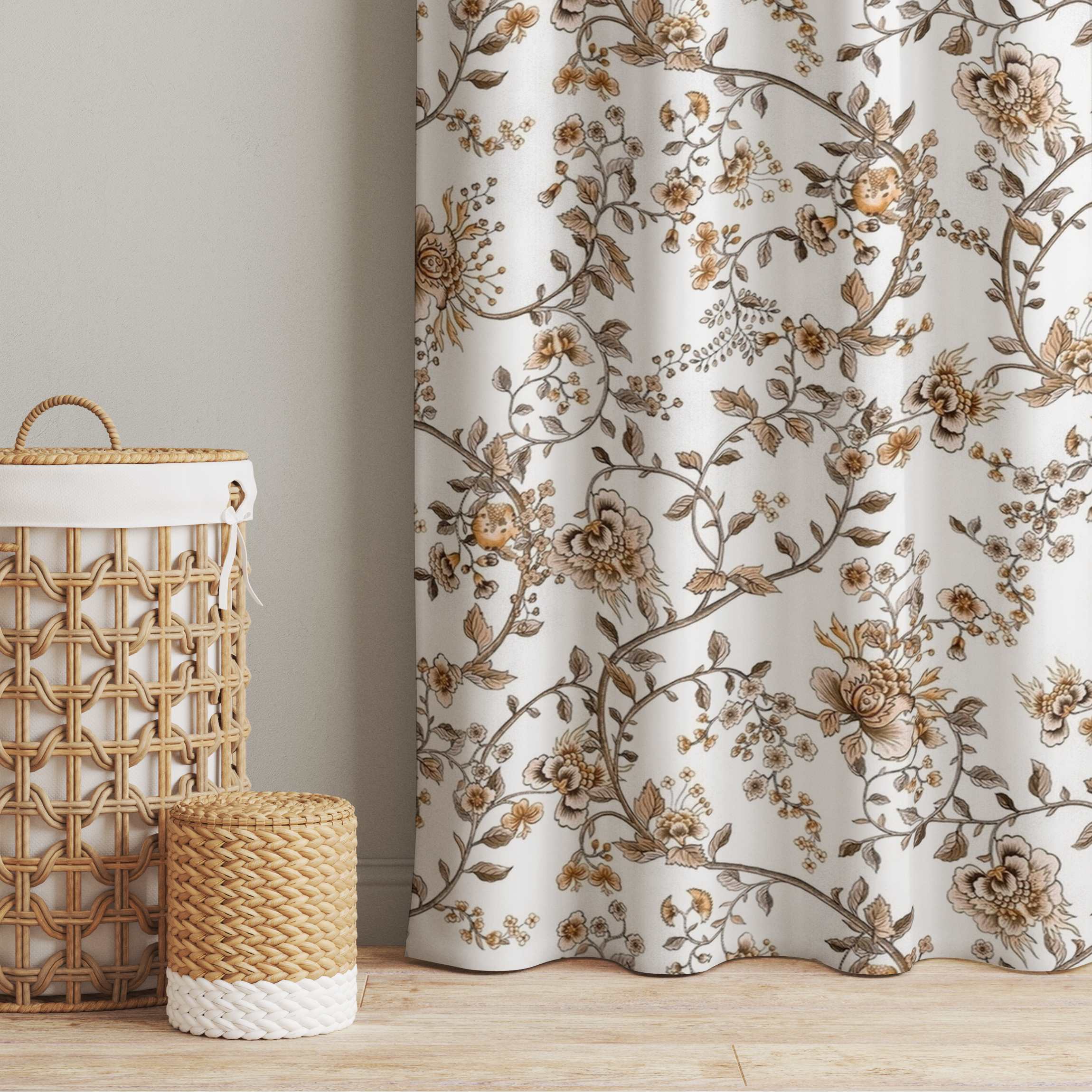 Vorhang Pastell Blumenranken getrocknet