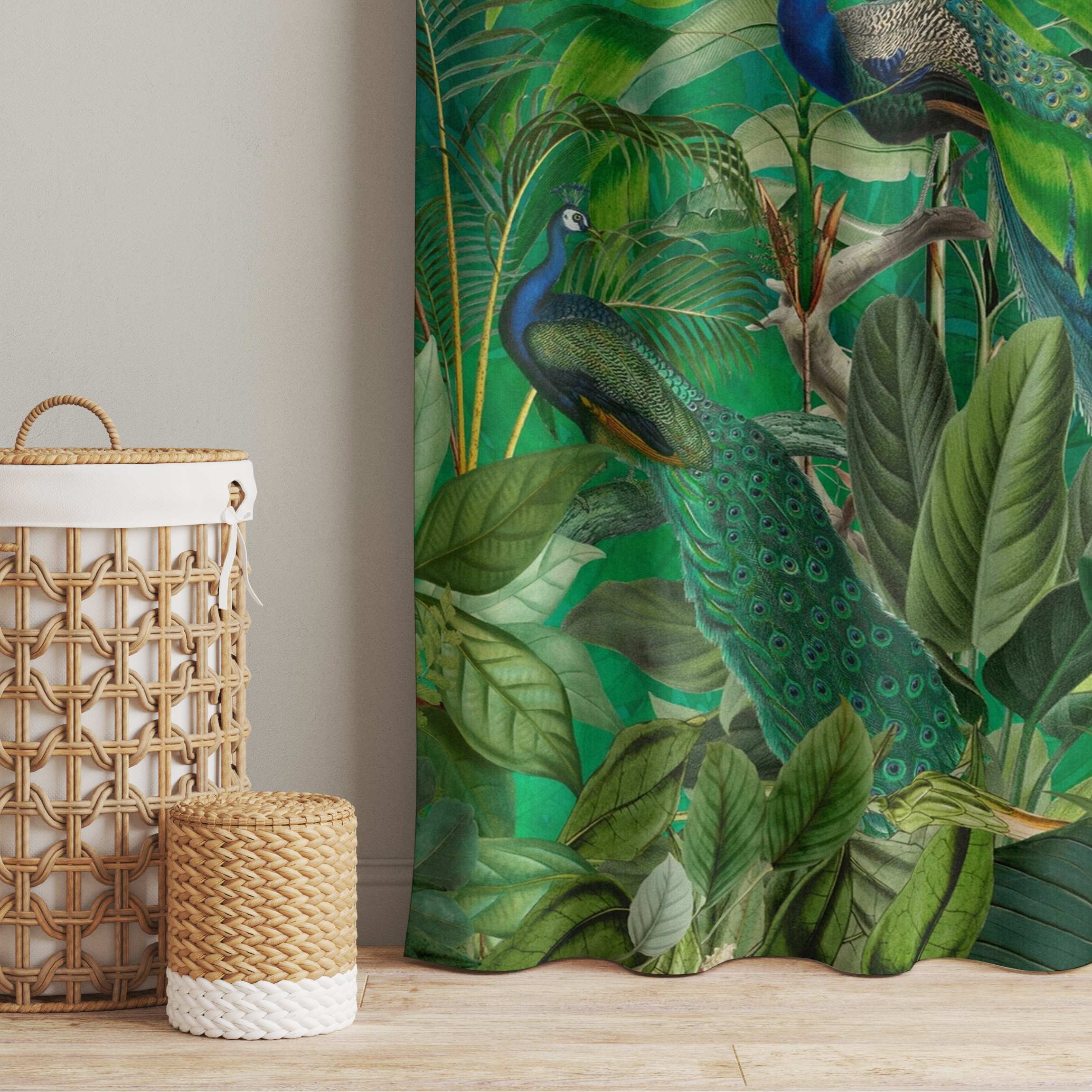 Vorhang Pfauen im Dschungel