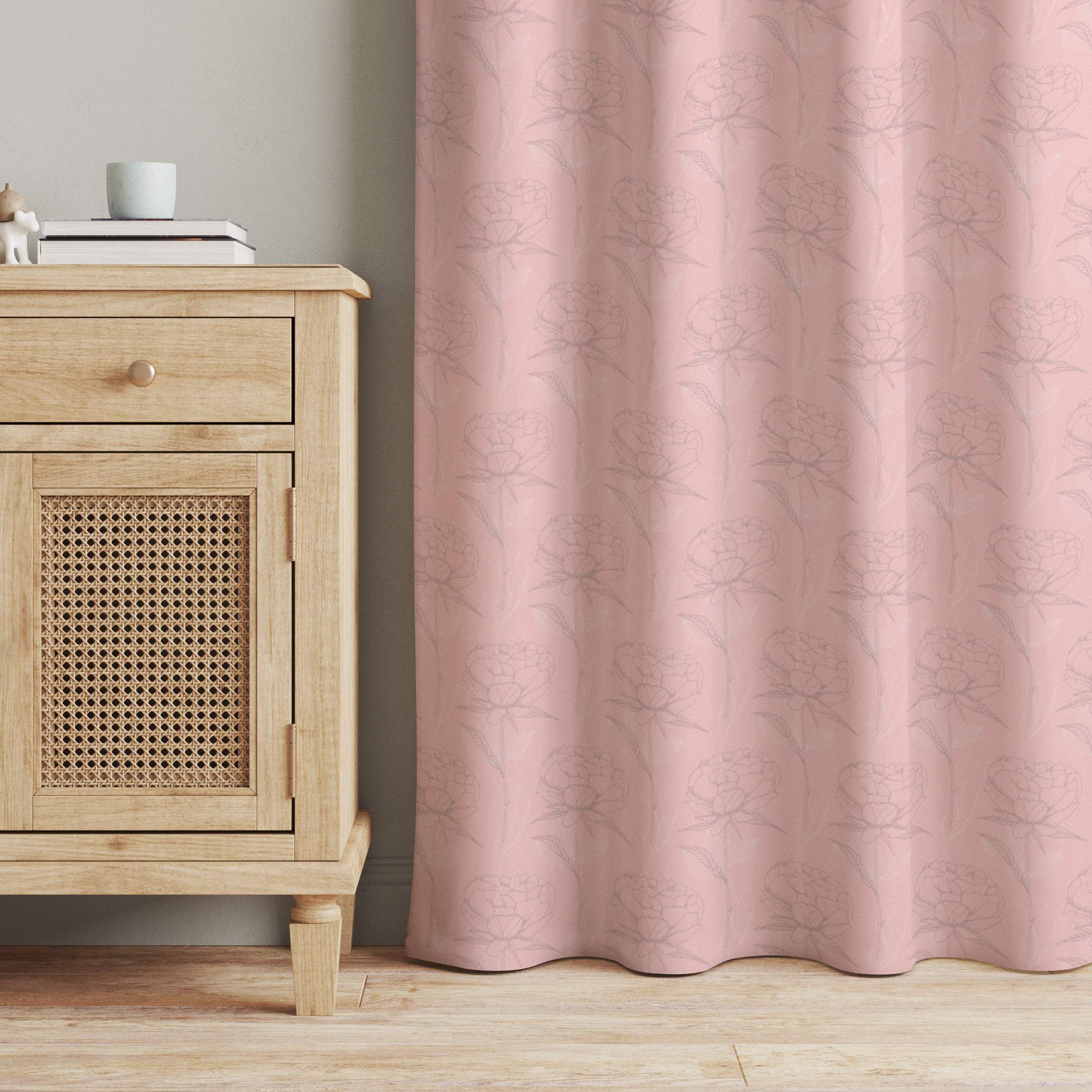 Vorhang Pfingstrosen Muster - Blasses Pink