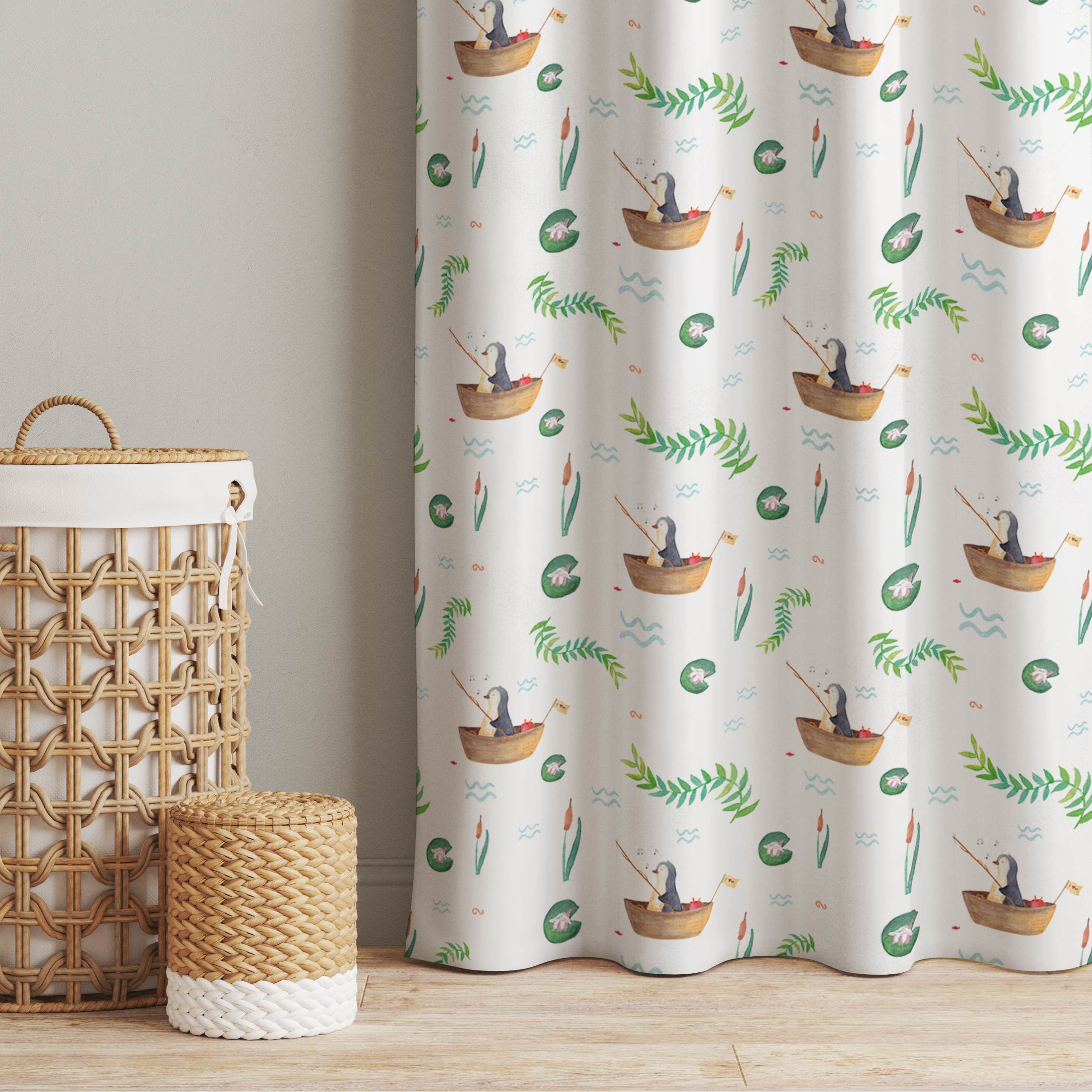 Vorhang Mr. & Mrs. Panda - Pinguinfischer im Boot