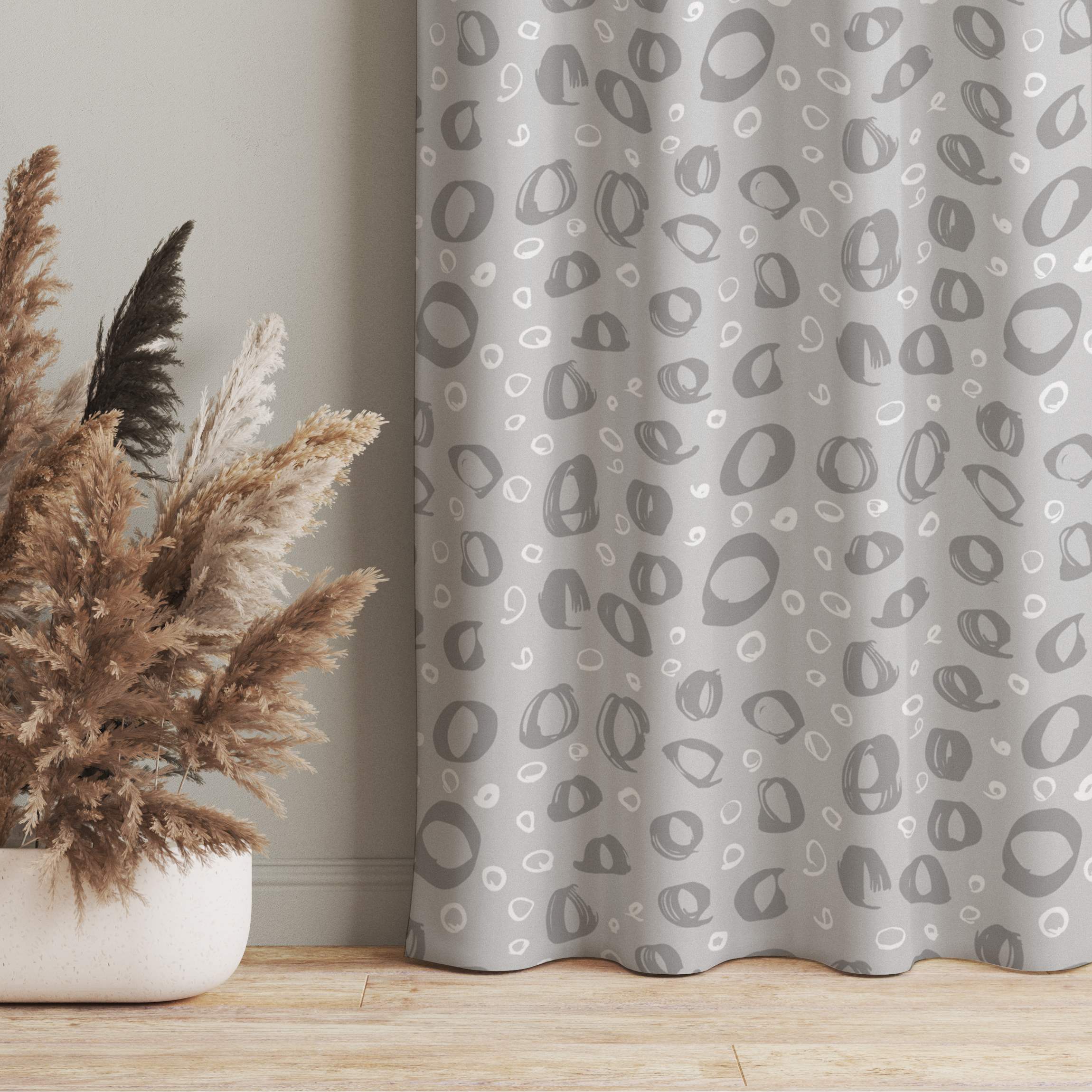 Vorhang Pinsel Kreis Muster - Grau