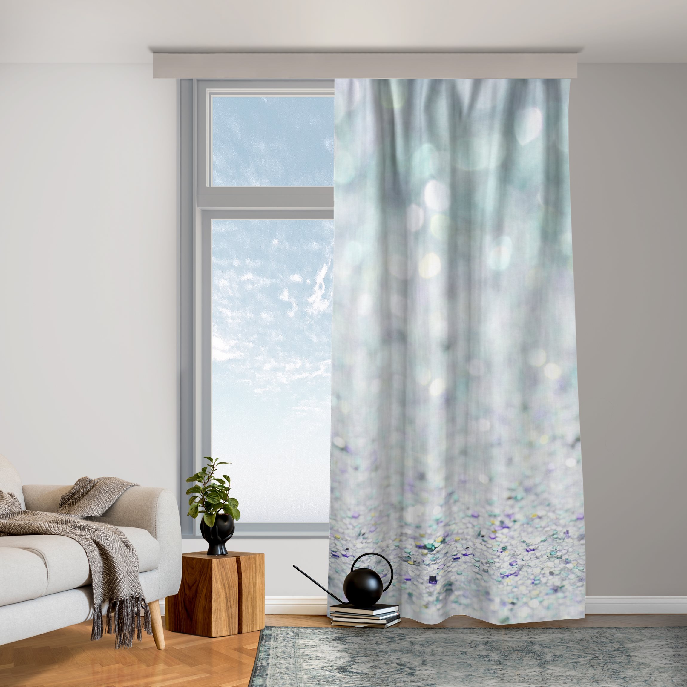 Vorhang Prinzessinnen Glitzerlandschaft in Mint