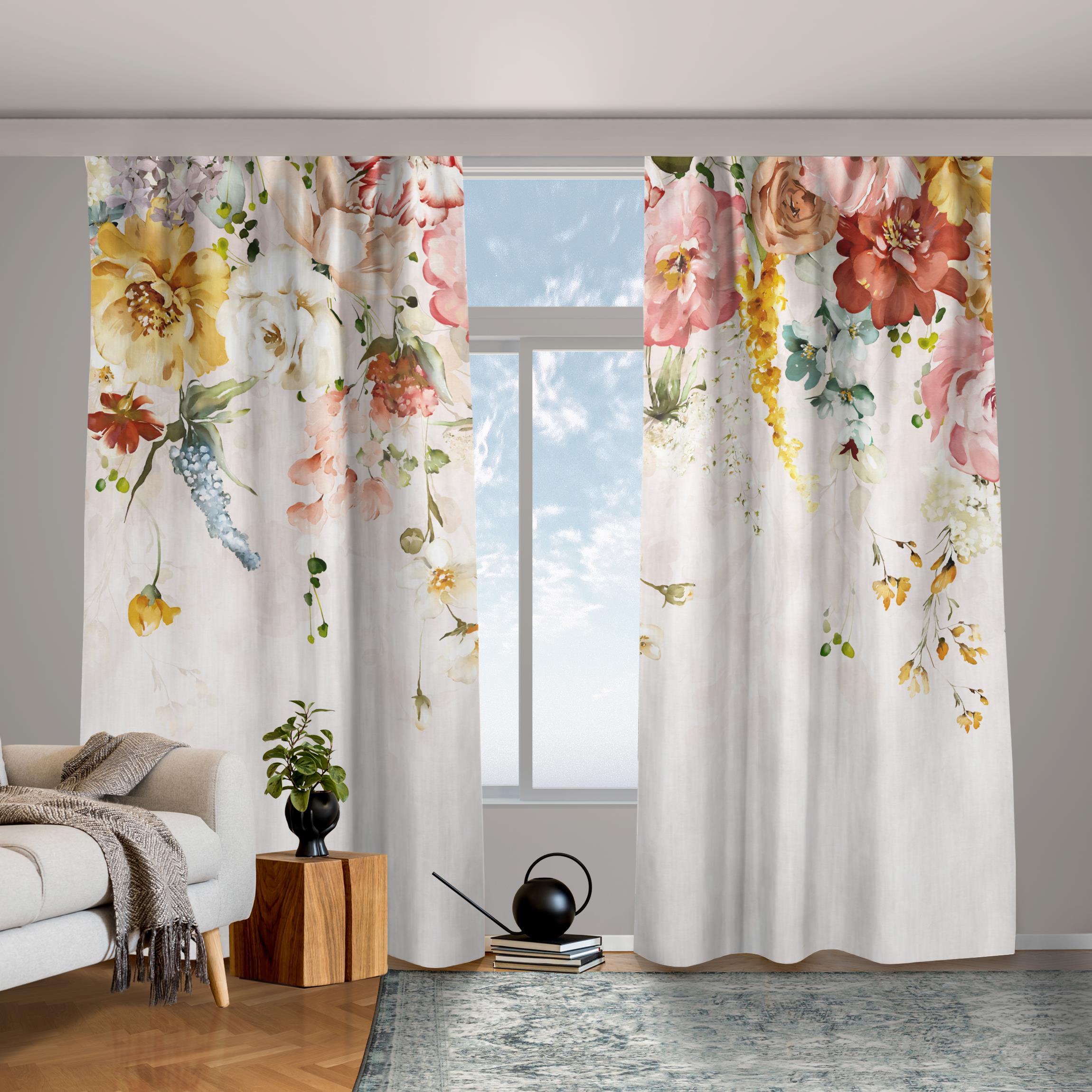 Vorhang Rankende Blumen Aquarell Vintage