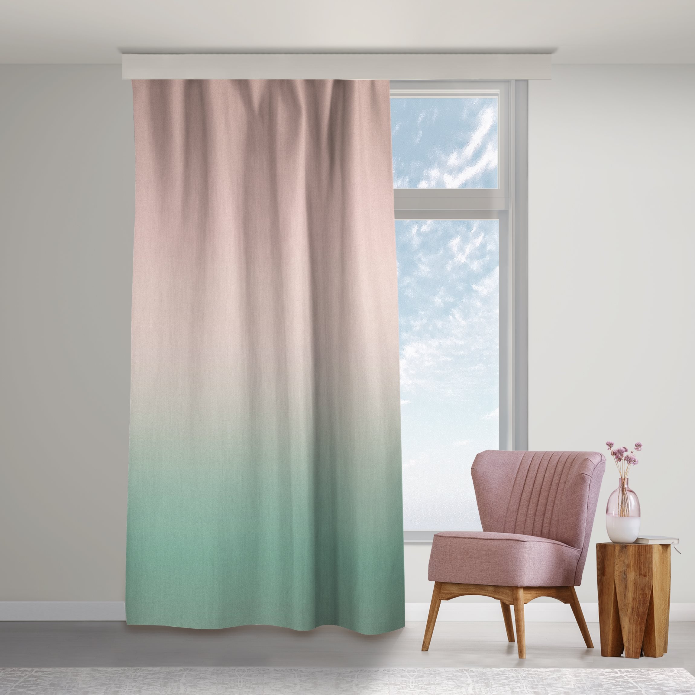 Vorhang Rosa-Grün Farbverlauf